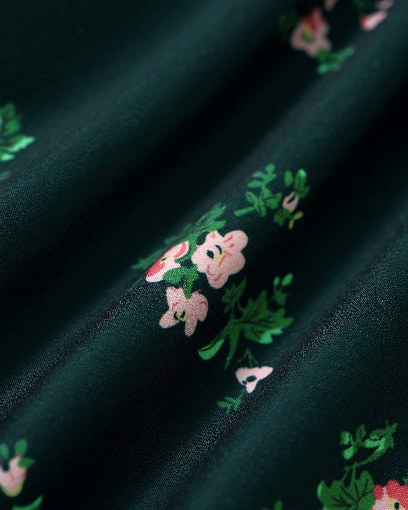 Vestido Midi Floral Manga Abullonada — Verde