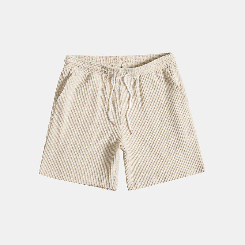 Hombres Conjunto de Camisa de Manga Corta y Pantalones Cortos con Textura de Gofre