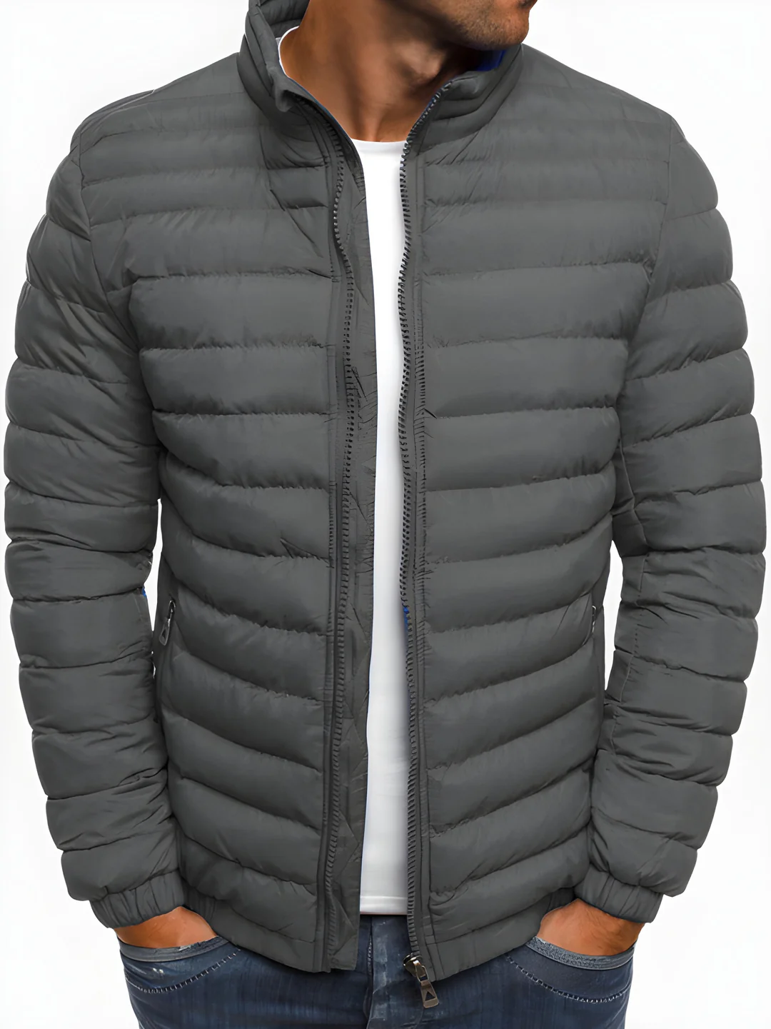 Chaqueta entretiempo de cuello alto – Gris