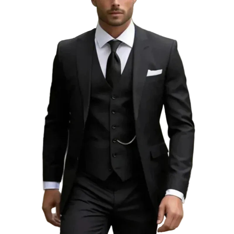 Traje de hombre de tres piezas con chaqueta, chaleco y pantalón