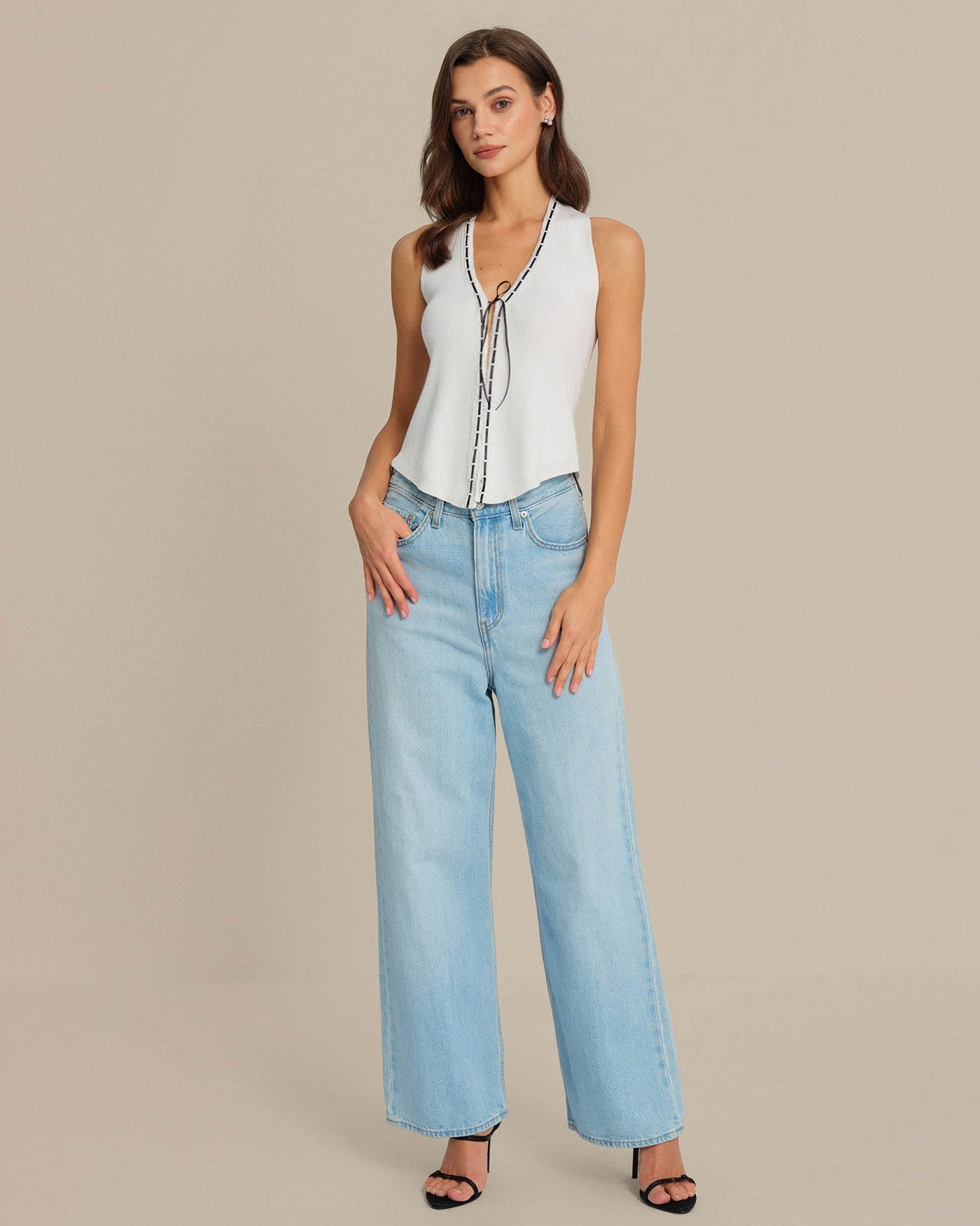 Chaleco Halter con Cordón — Blanco