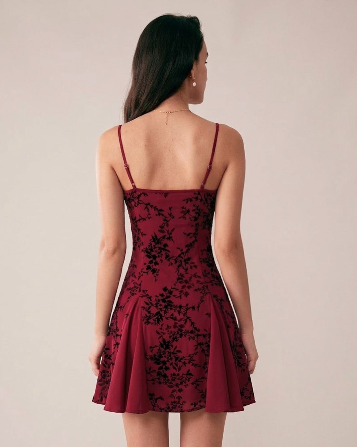 Vestido Mini Floral — Burdeos