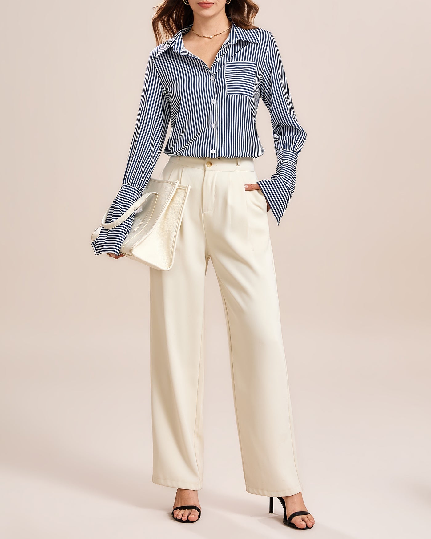 Camisa con Cuello Abotonada — Azul