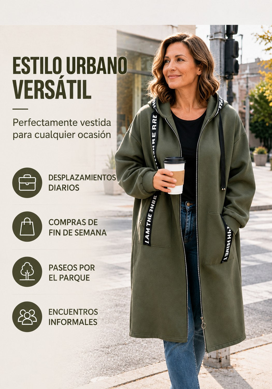 Abrigo con capucha para mujer – estilo urbano versátil