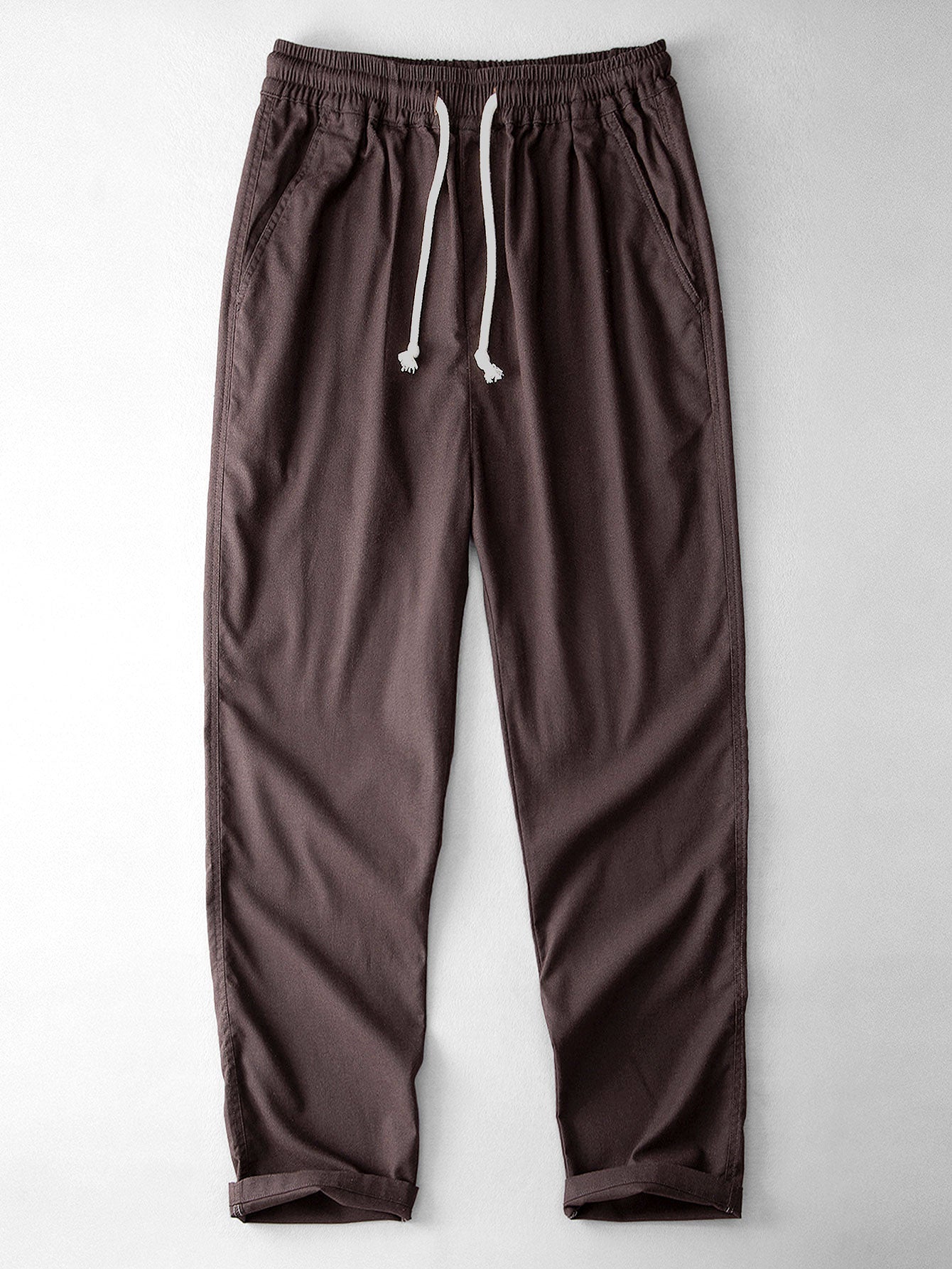 Relax Fit Geometry Crochet V Neck Knit Polo & Straight Leg Linen Pants