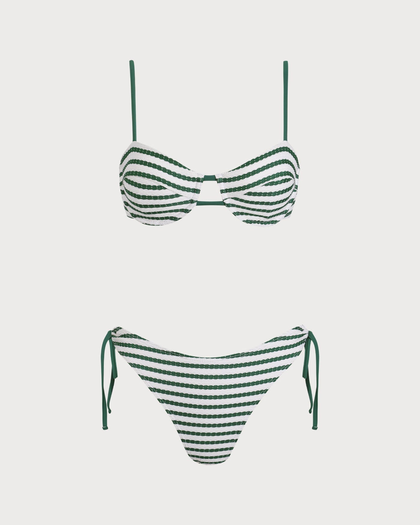Bikini de Rayas con Aros — Verde