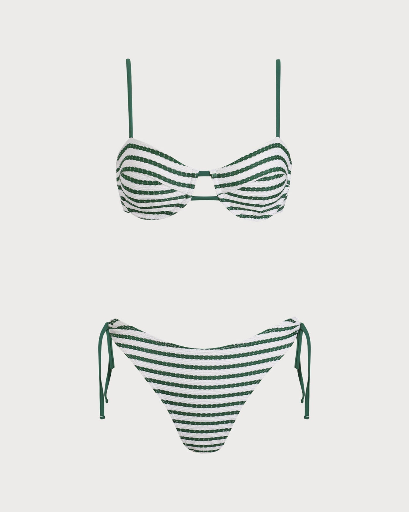 Bikini de Rayas con Aros — Verde