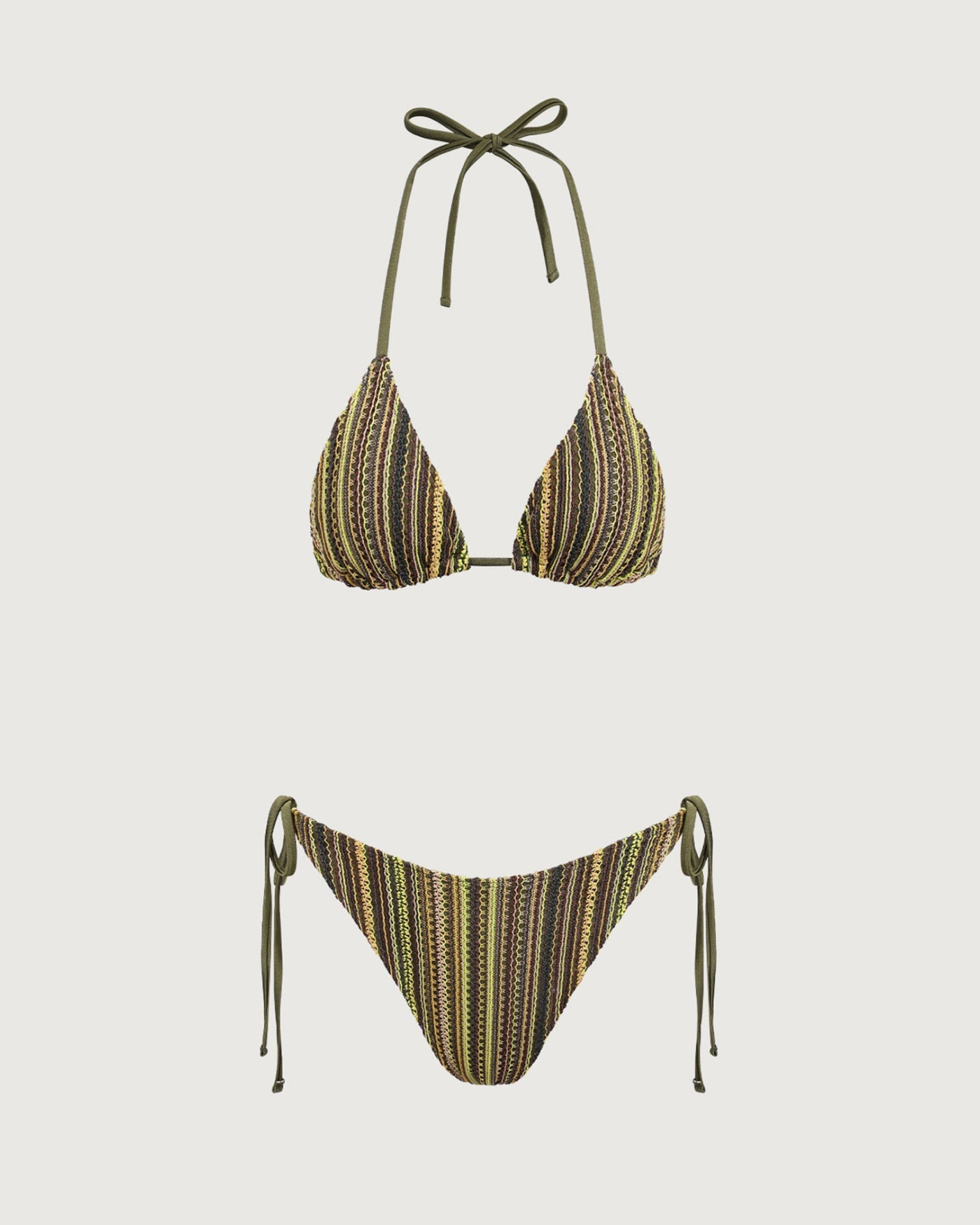 Bikini de Rayas con Malla — Verde