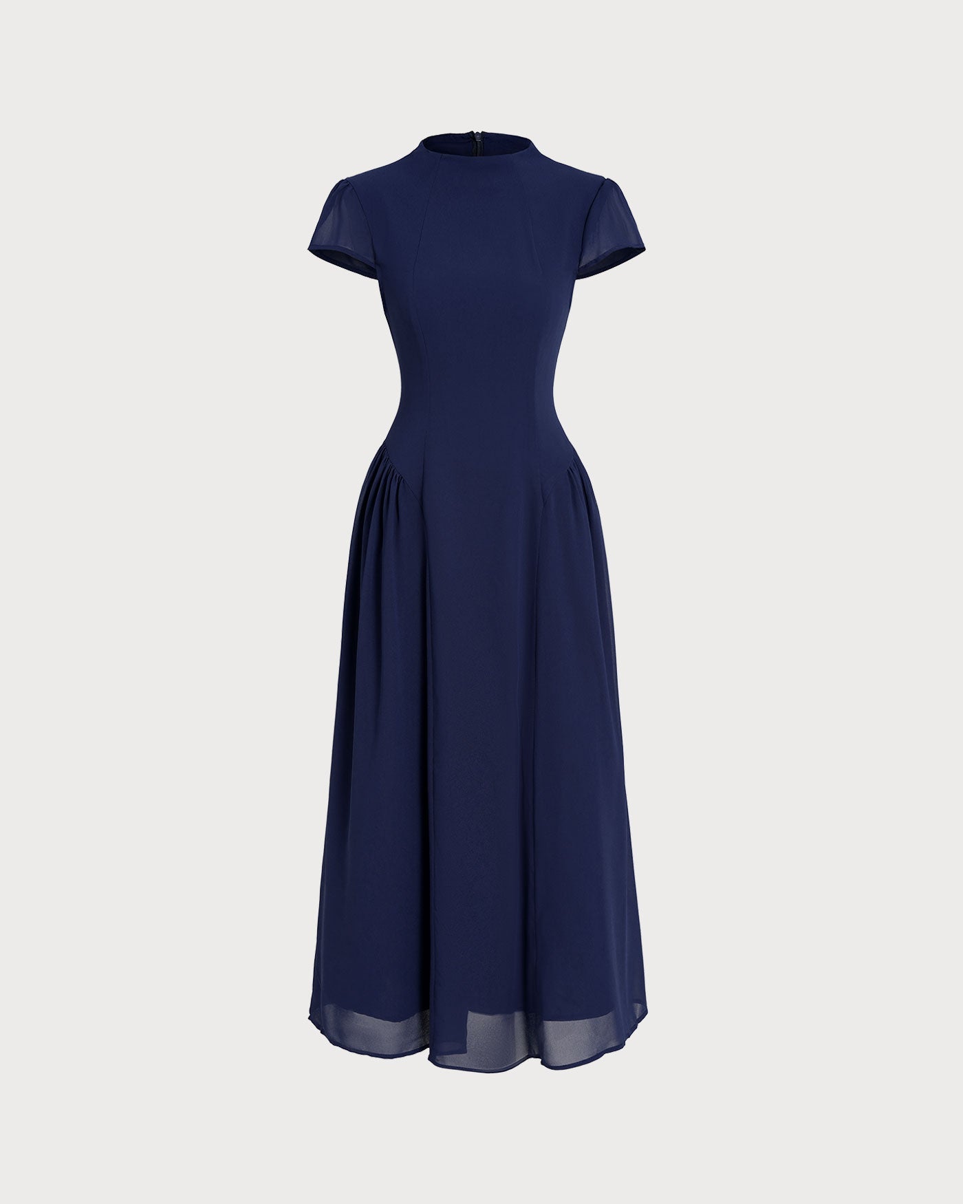 Vestido Midi Manga Abullonada — Azul