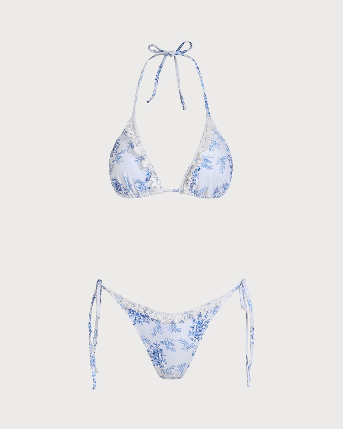 Bikini Floral Halter — Azul
