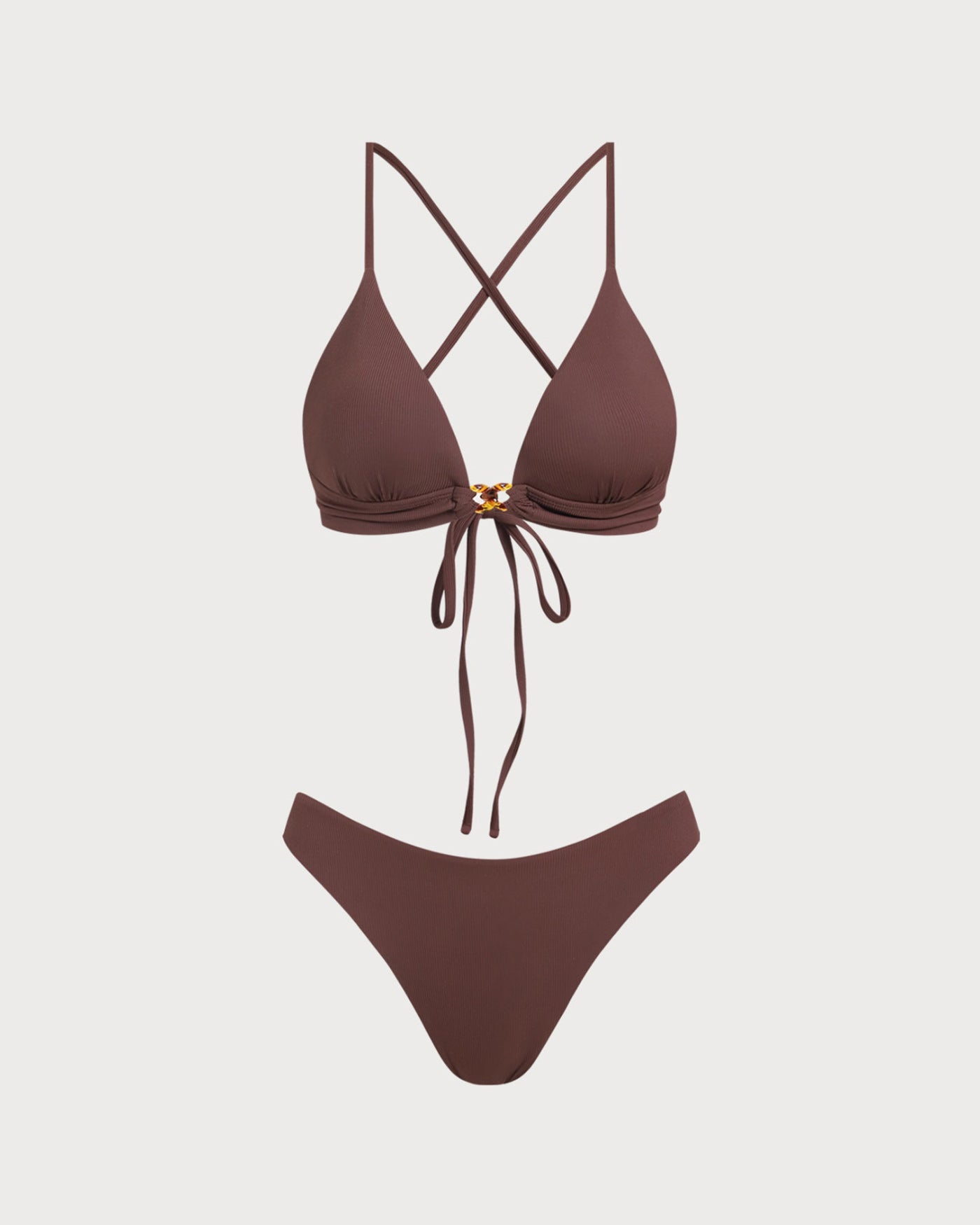 Bikini Texturizado con Nudo — Marrón