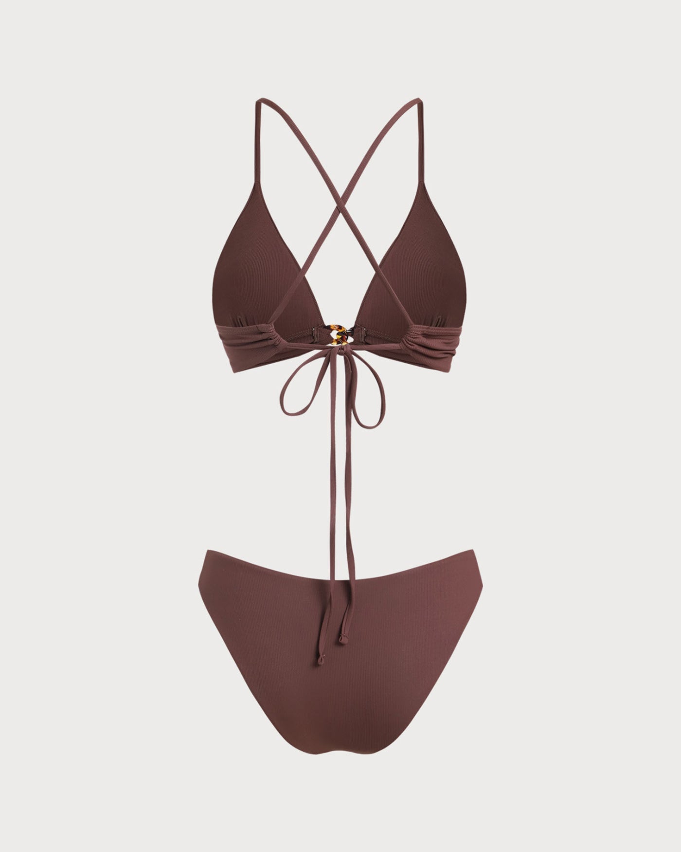Bikini Texturizado con Nudo — Marrón