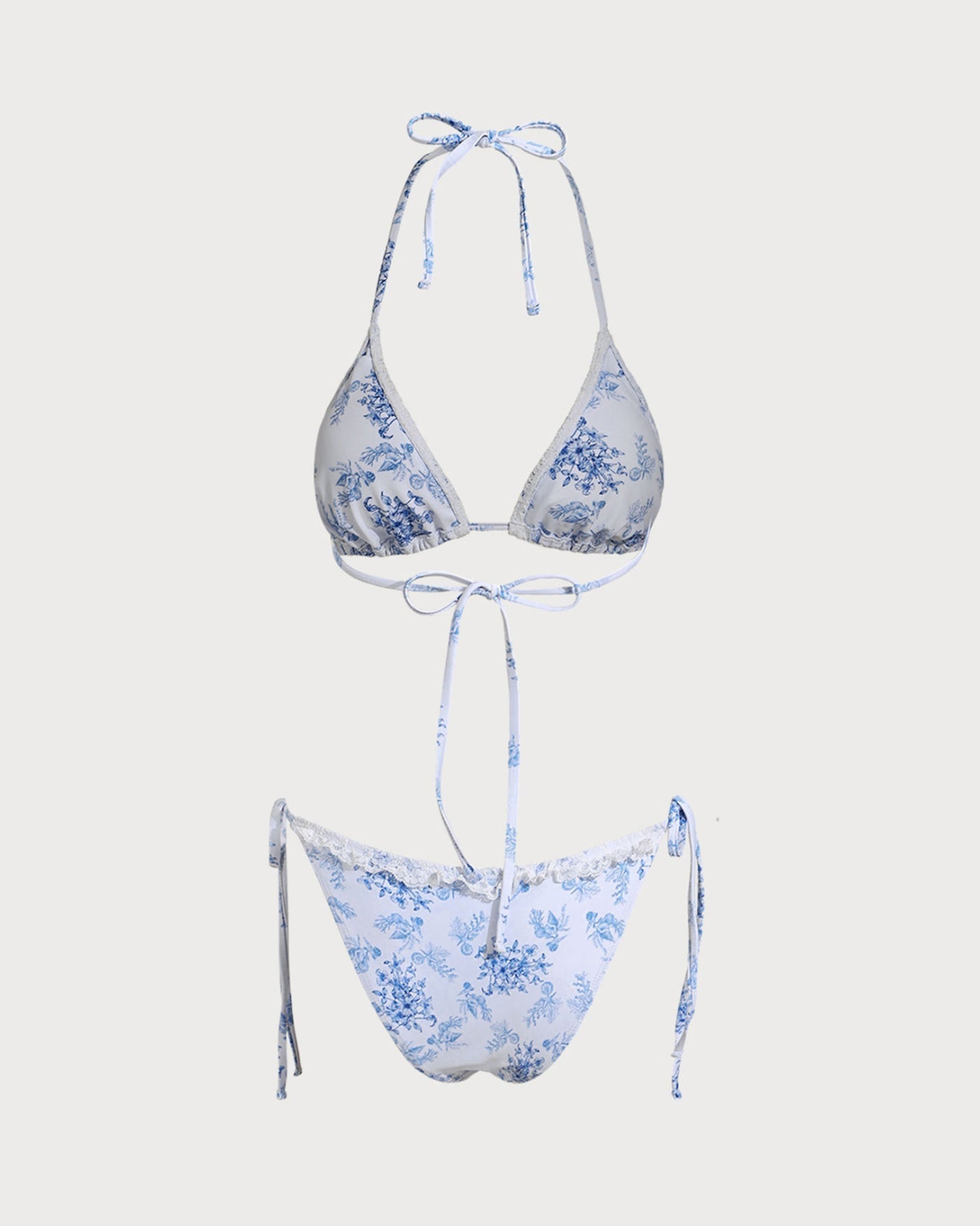 Bikini Floral Halter — Azul