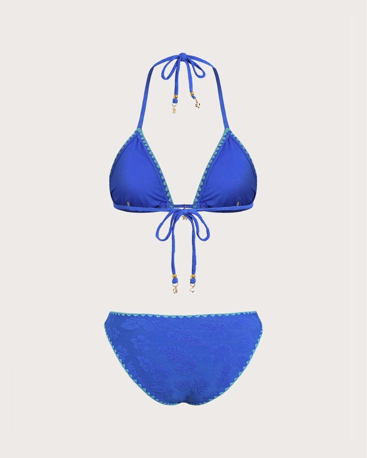 Bikini Halter Floral en Contraste