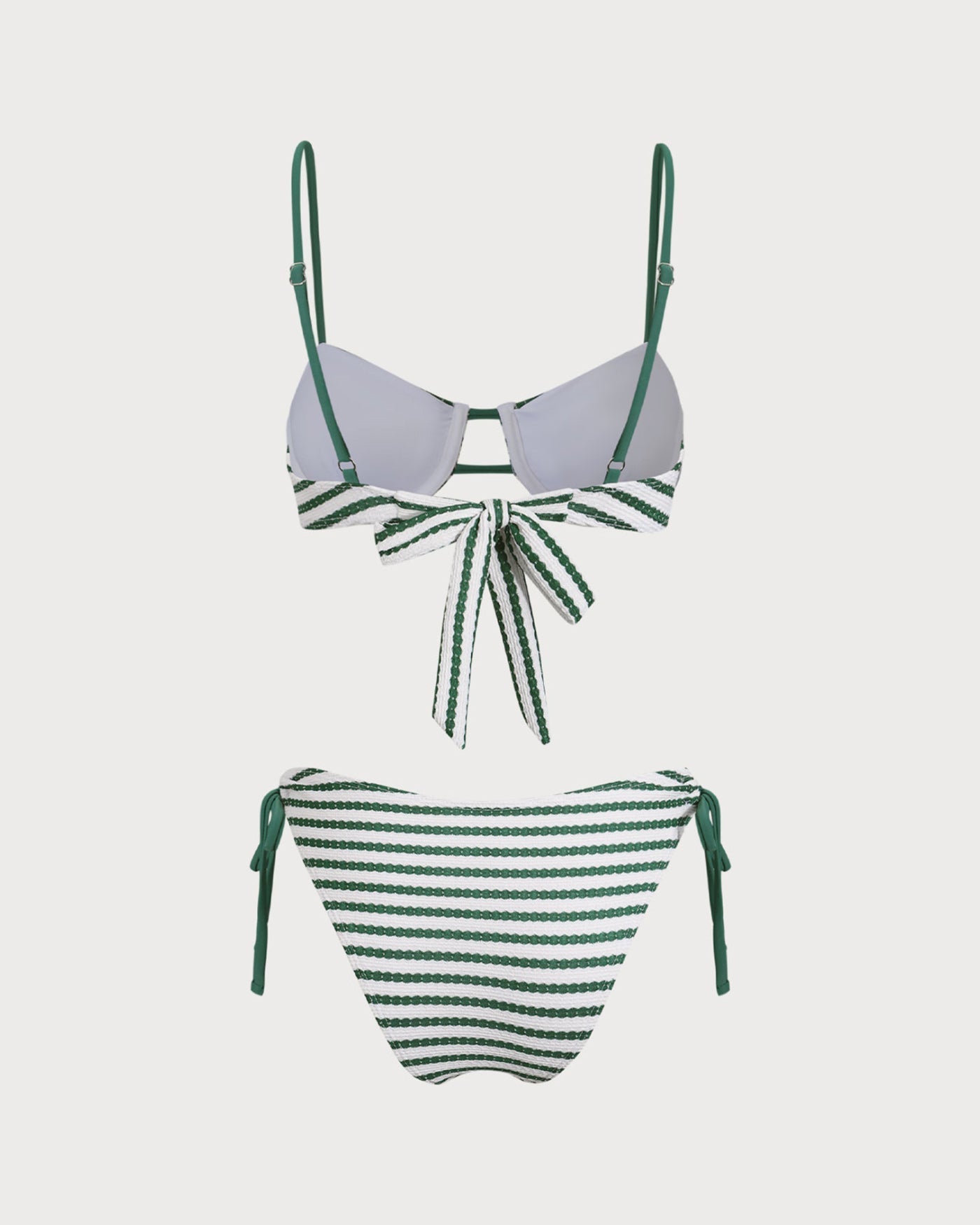 Bikini de Rayas con Aros — Verde