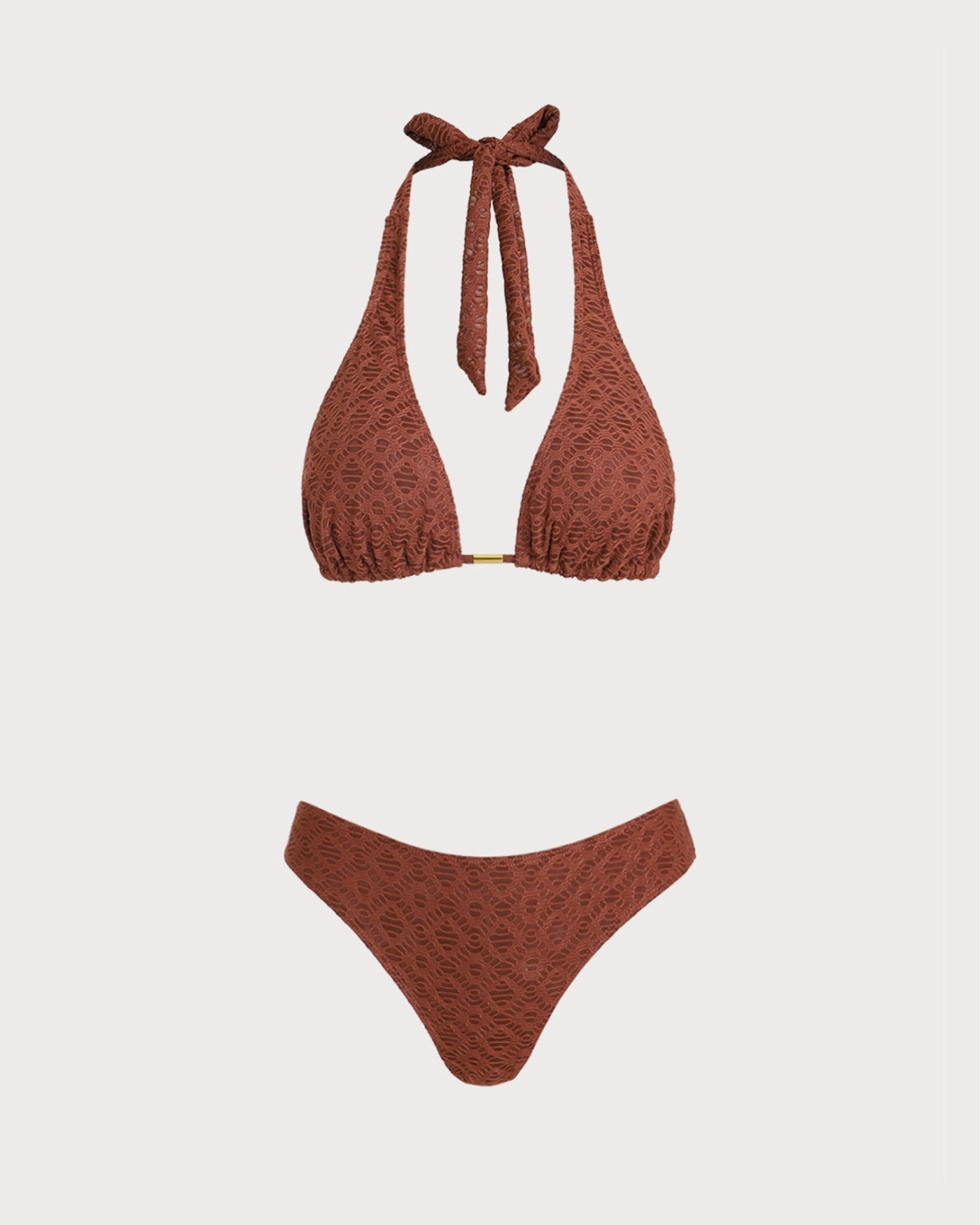 Bikini Jacquard 3 Piezas — Marrón
