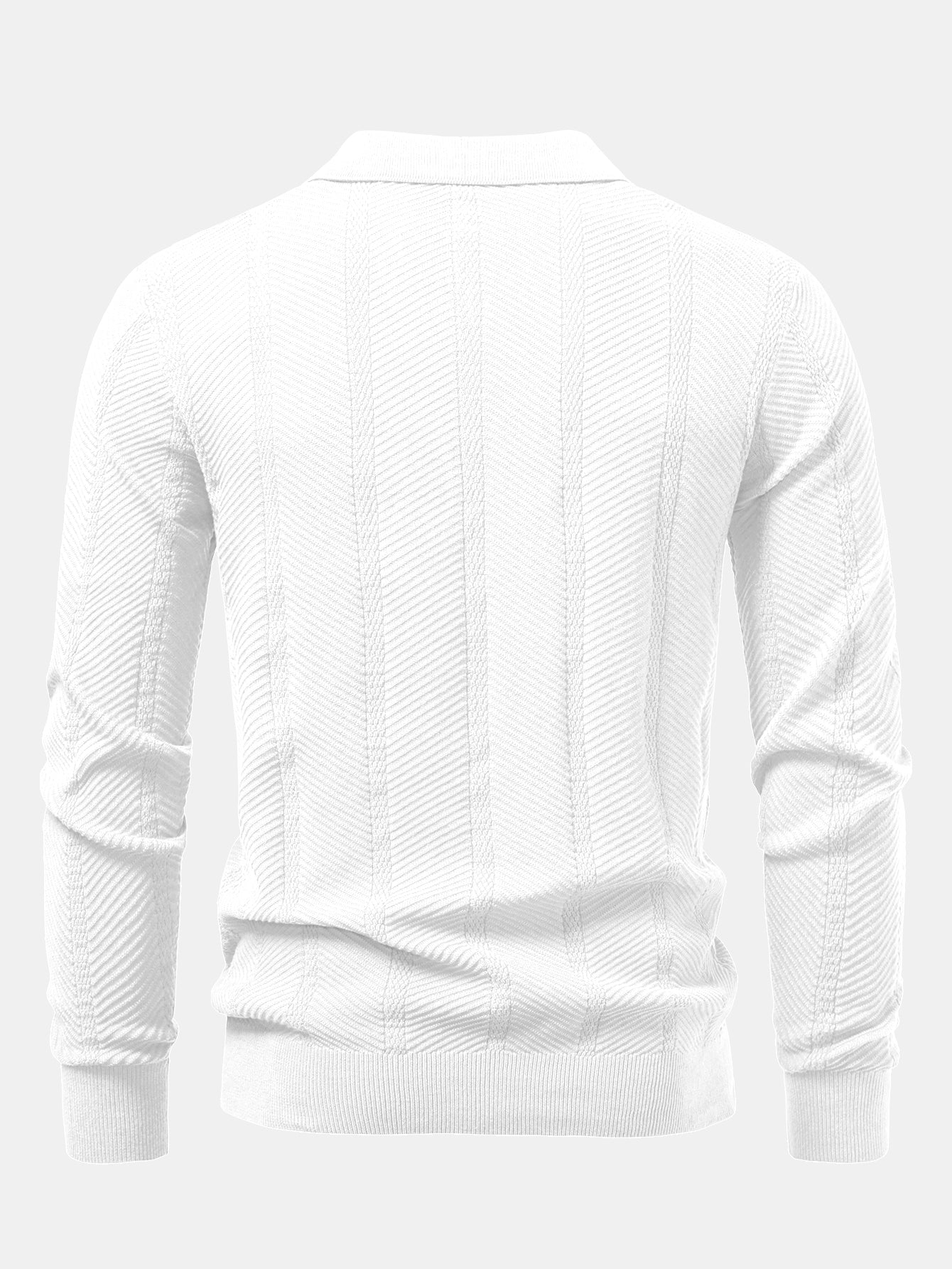 Camisa Polo de punto con cuello en V y rayas de manga larga