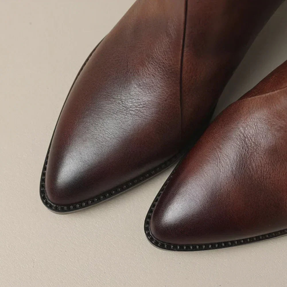 Botines cómodos de piel – Marrón