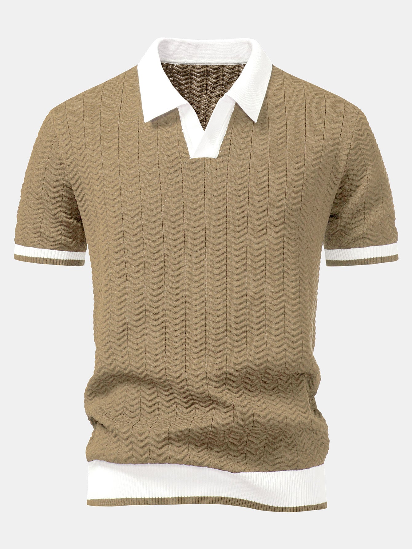 Camisa Polo de punto con contraste de textura y pantalones ajustados de corte cónico slim fit