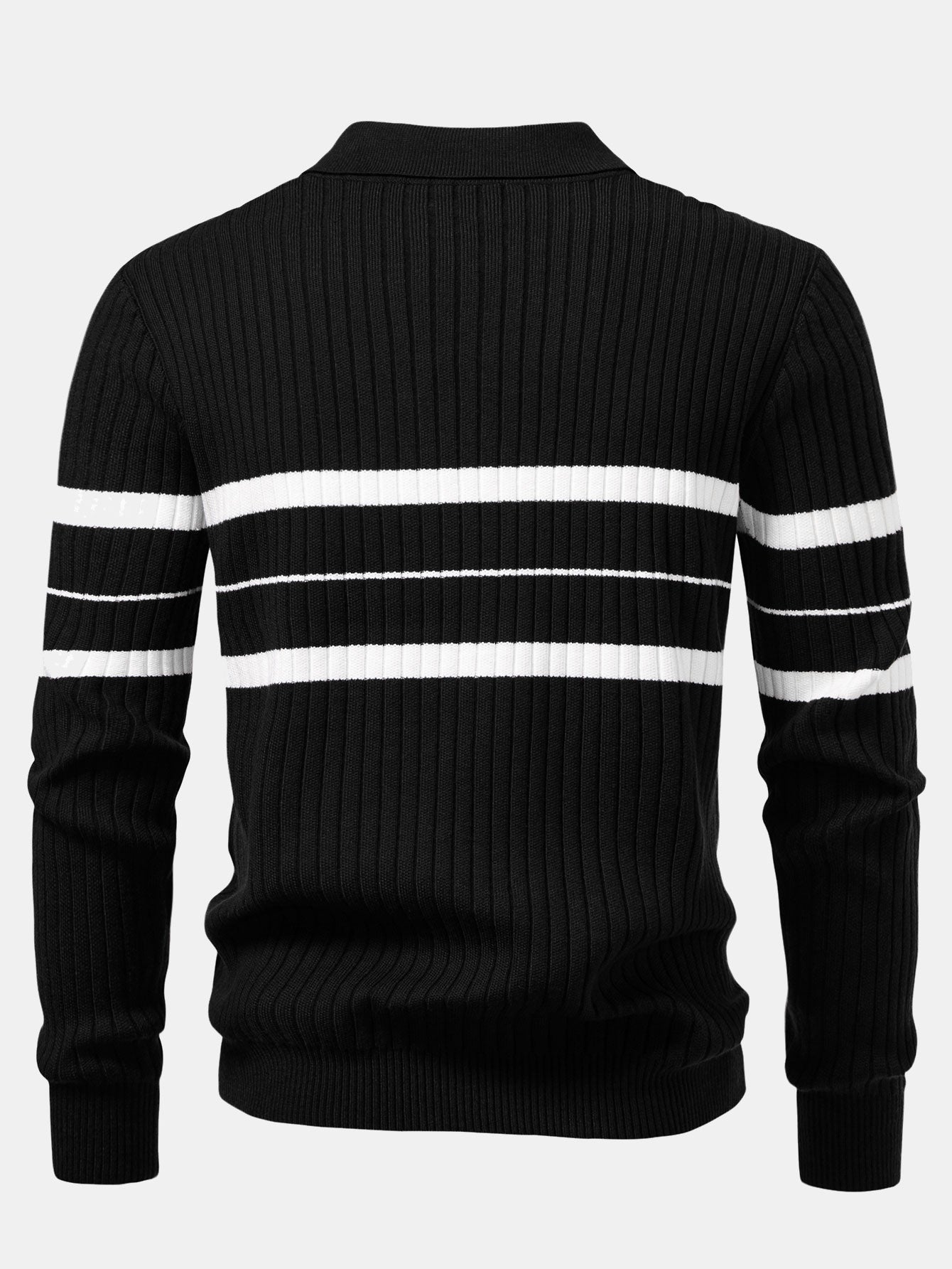 Camisa Polo de Punto a Rayas con Cuello de Canalé