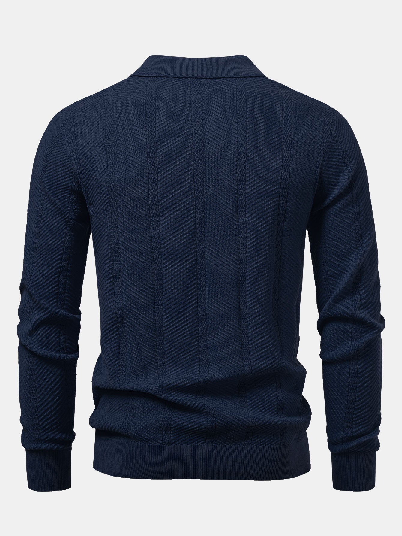 Camisa Polo de punto con cuello en V y rayas de manga larga