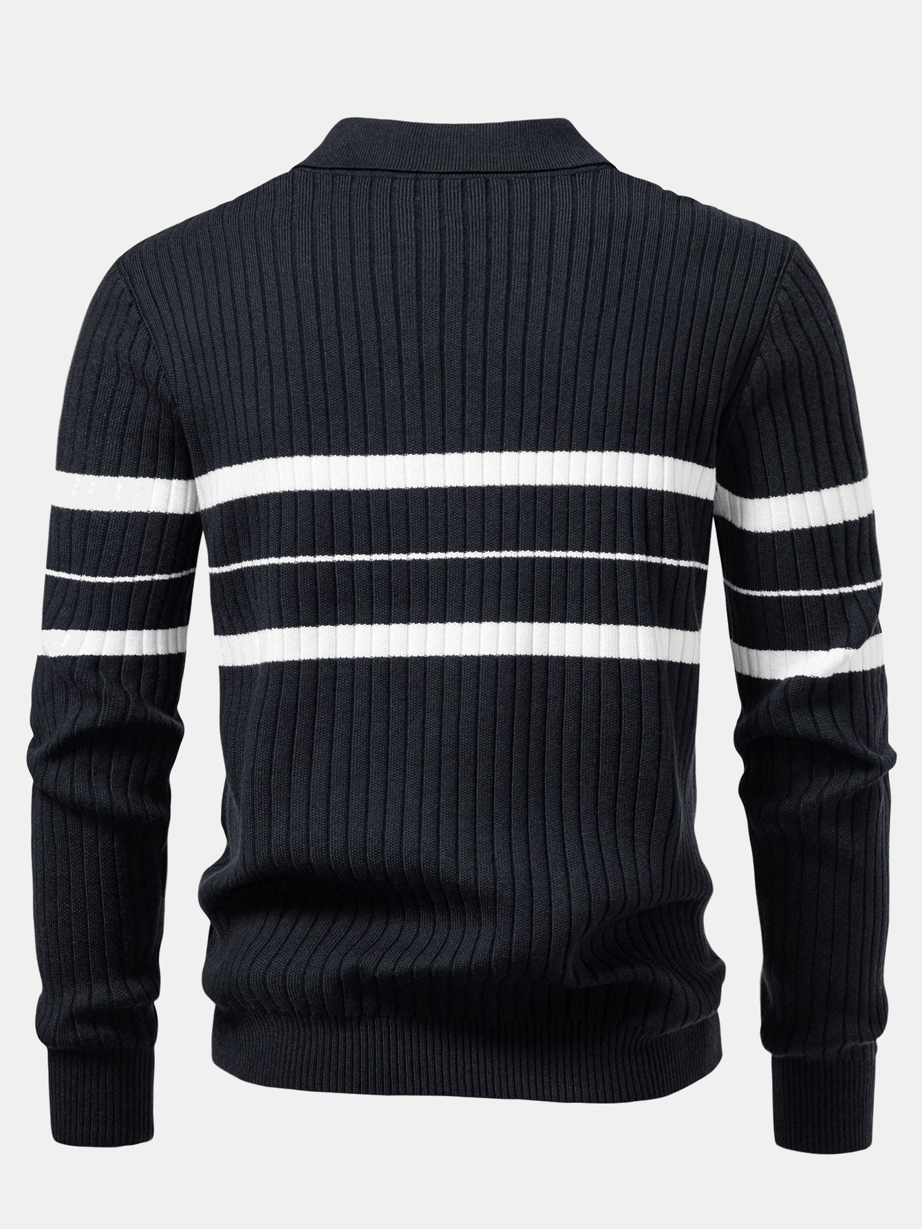 Camisa Polo de Punto a Rayas con Cuello de Canalé