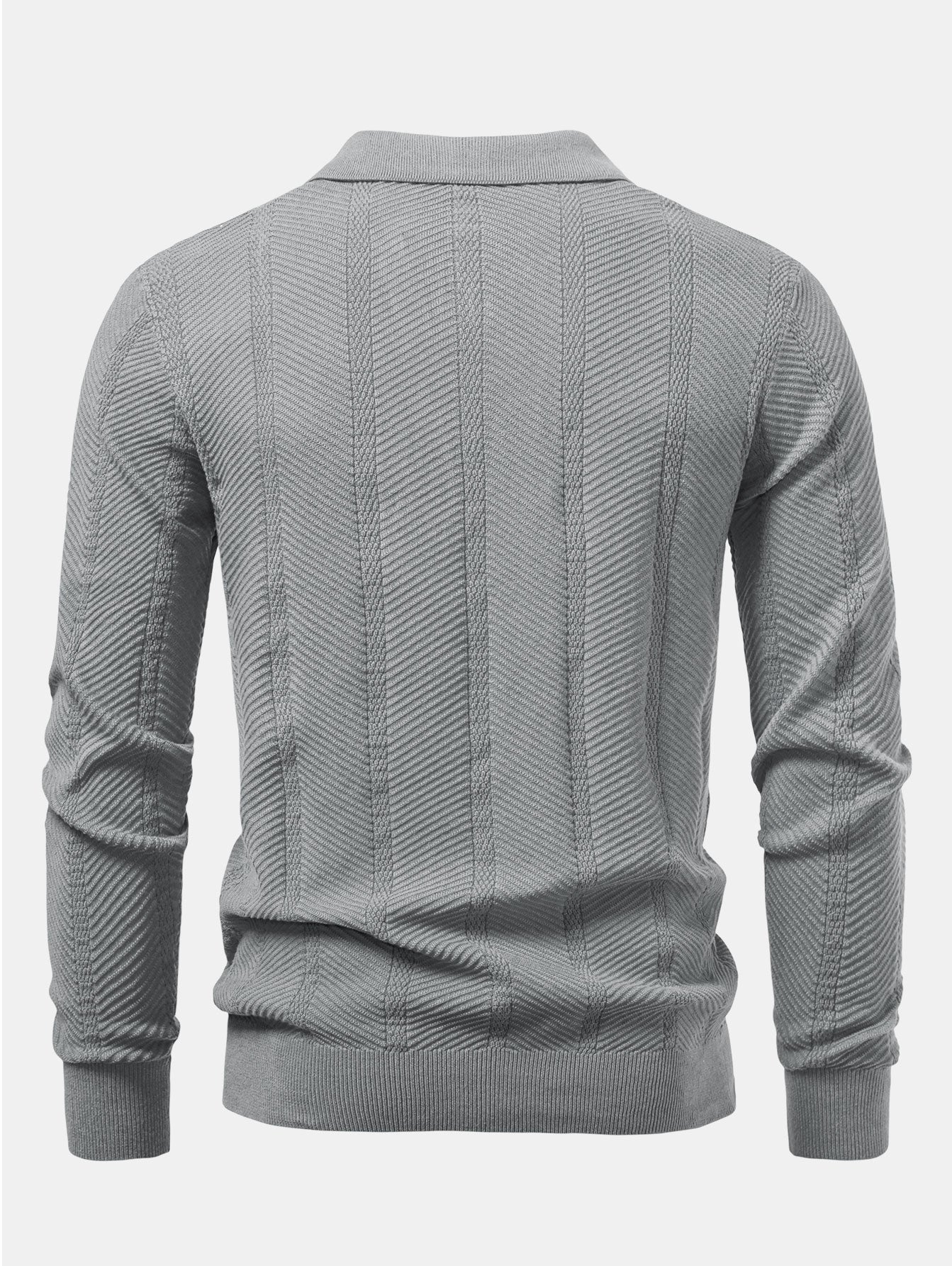 Camisa Polo de punto con cuello en V y rayas de manga larga