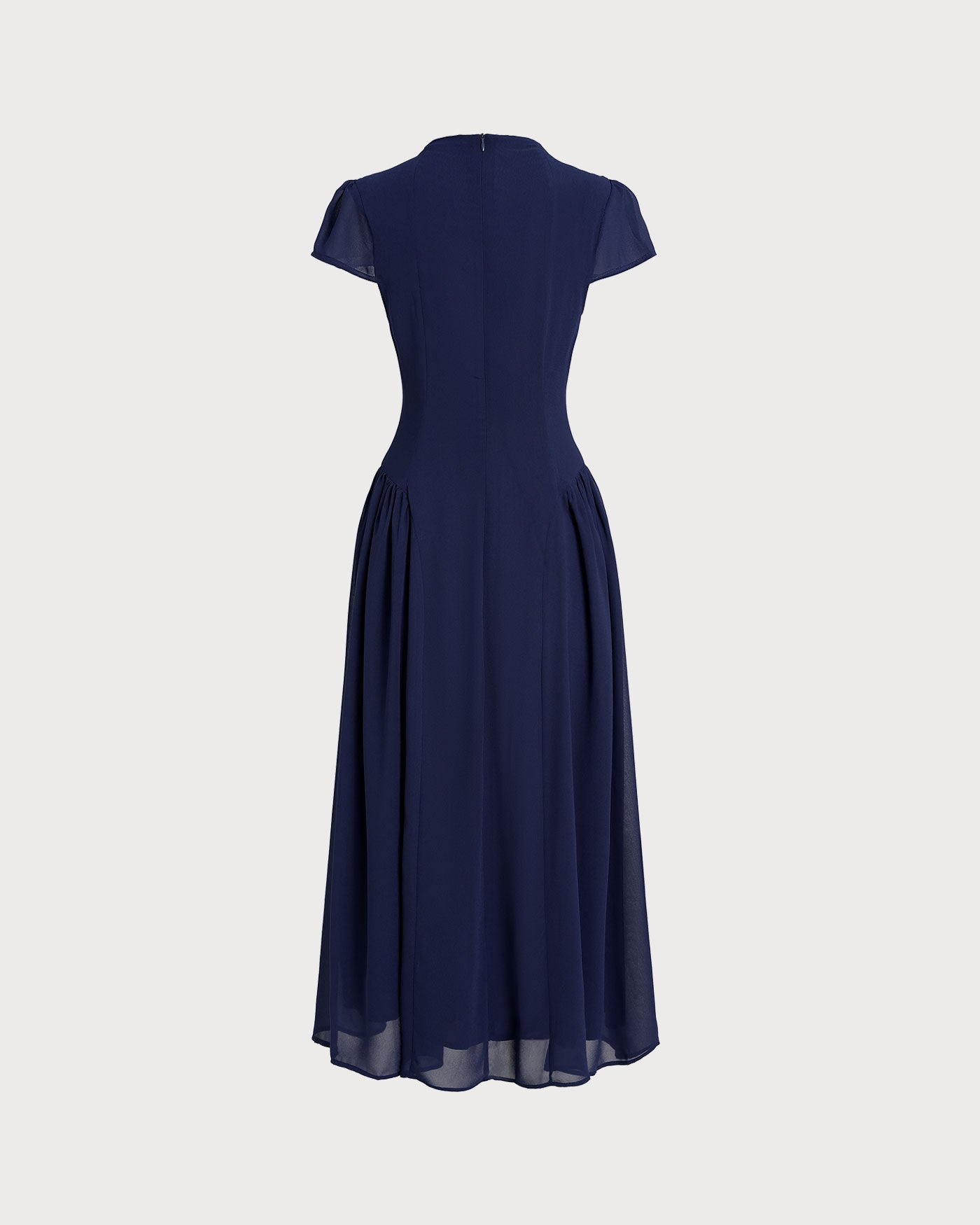 Vestido Midi Manga Abullonada — Azul
