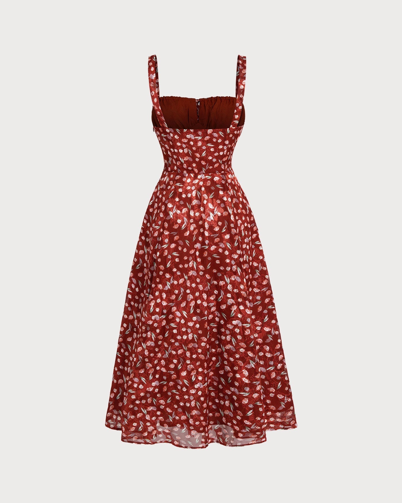 Vestido Midi Floral — Burdeos