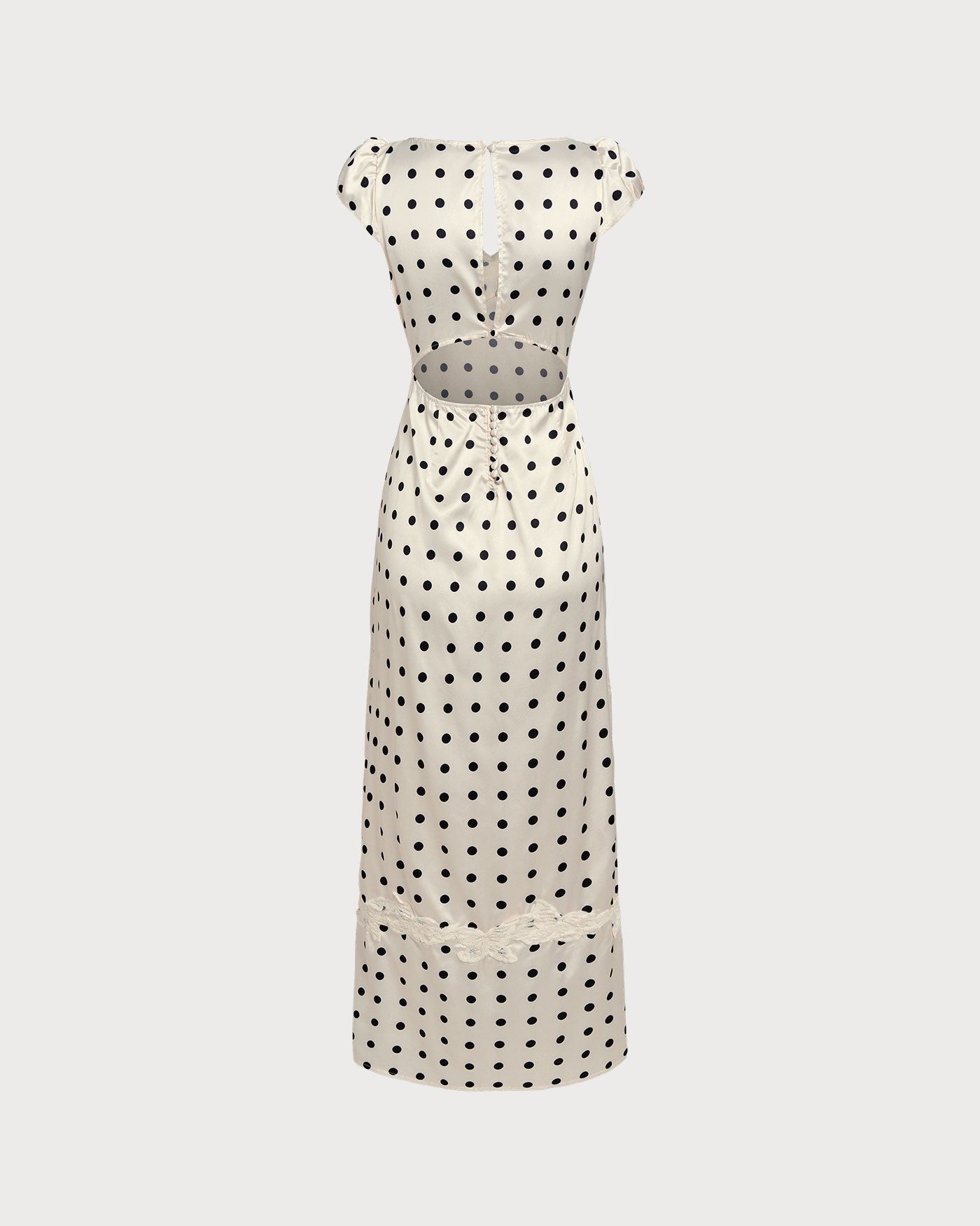 Vestido Maxi de Lunares con Encaje — Albaricoque
