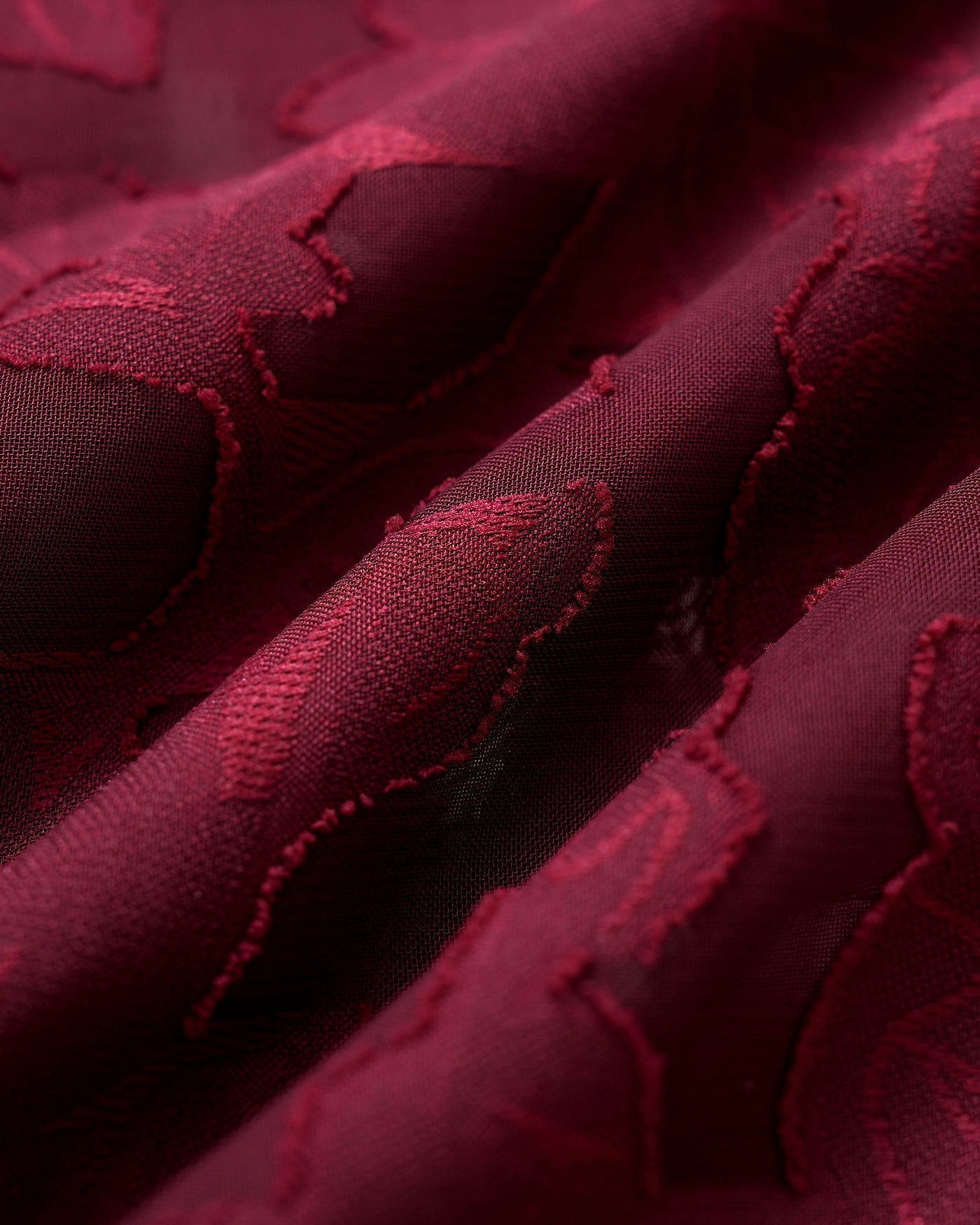 Vestido Midi Jacquard Escote Corazón — Burdeos