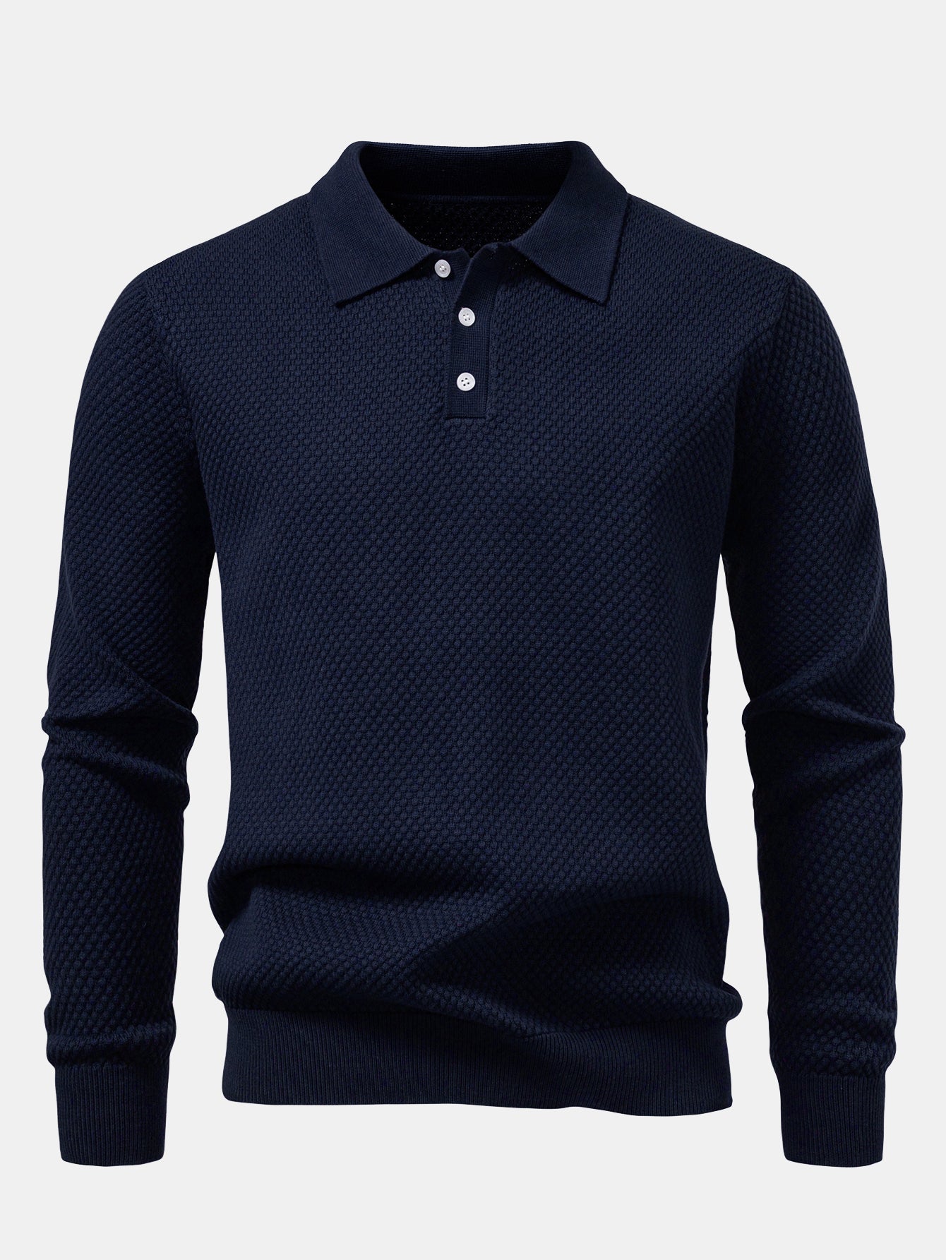 Camisa Polo de punto texturizado con piña de manga larga