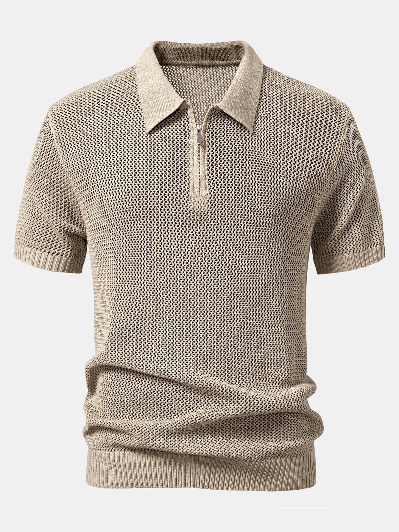 Camisa Polo de punto con cremallera y ojales