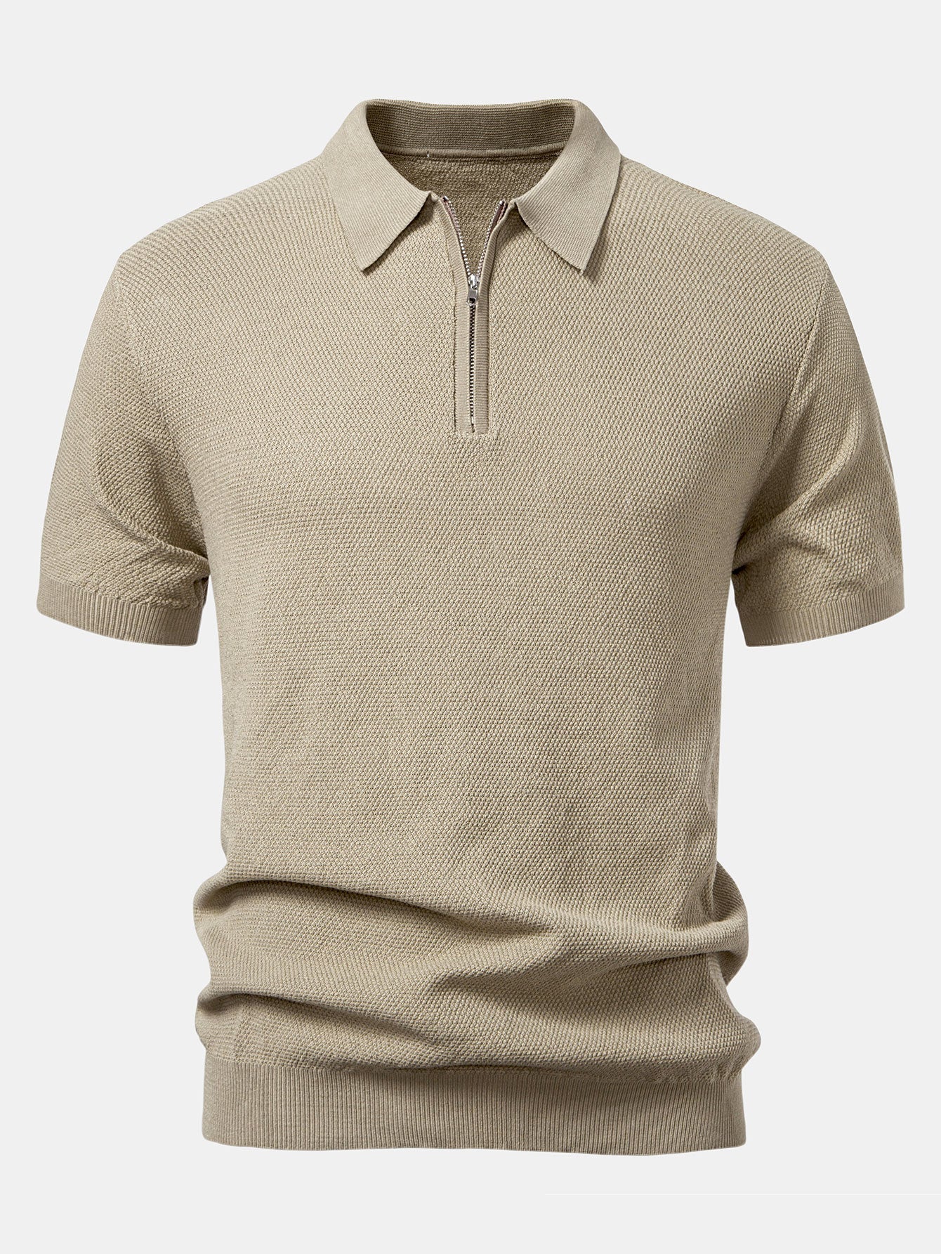 Camisa Polo de punto con cremallera texturizada