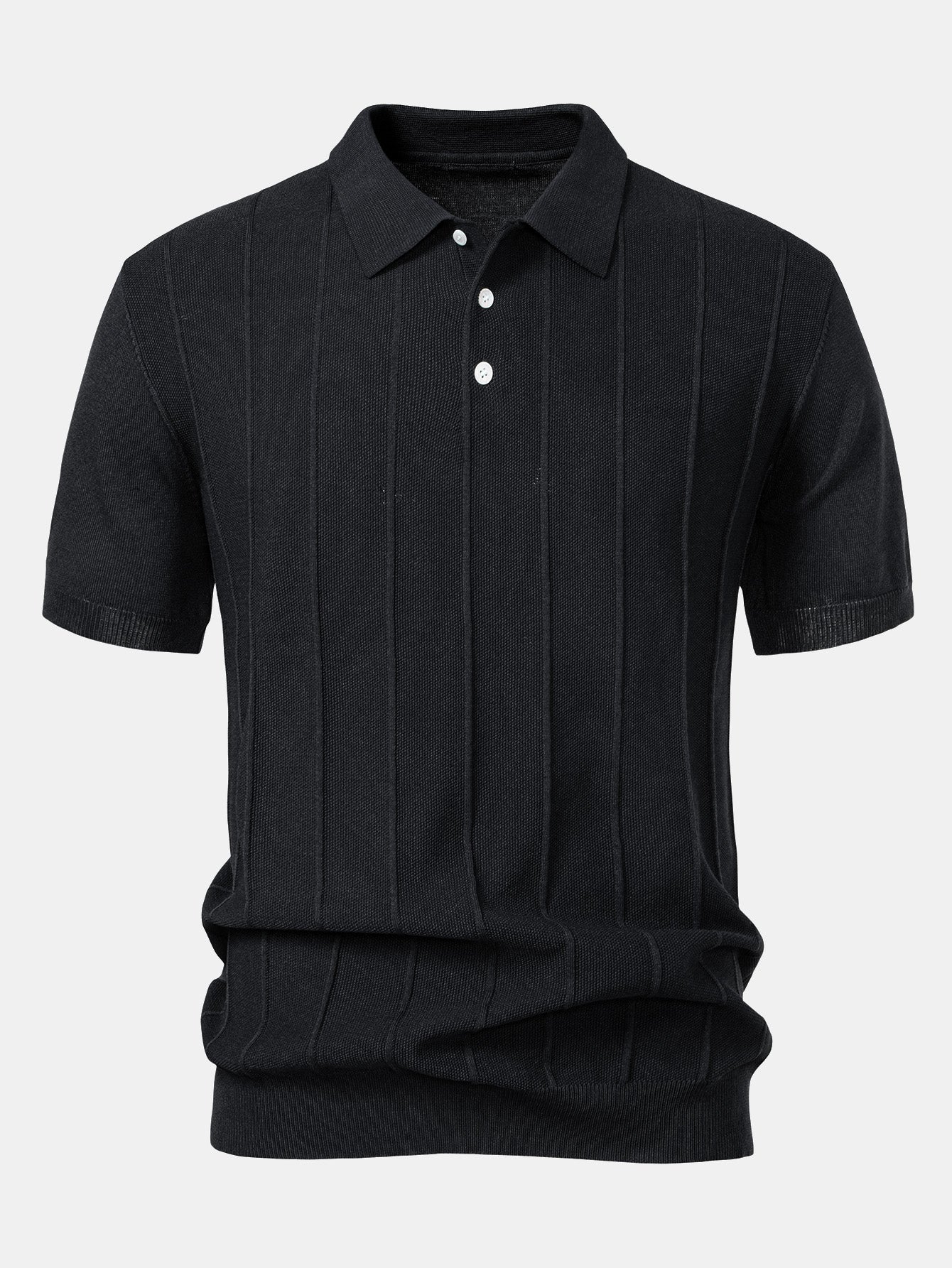 Camisa Polo de Punto Jacquard Stripe y Pantalones de Pierna Recta con Ribete Acanalado