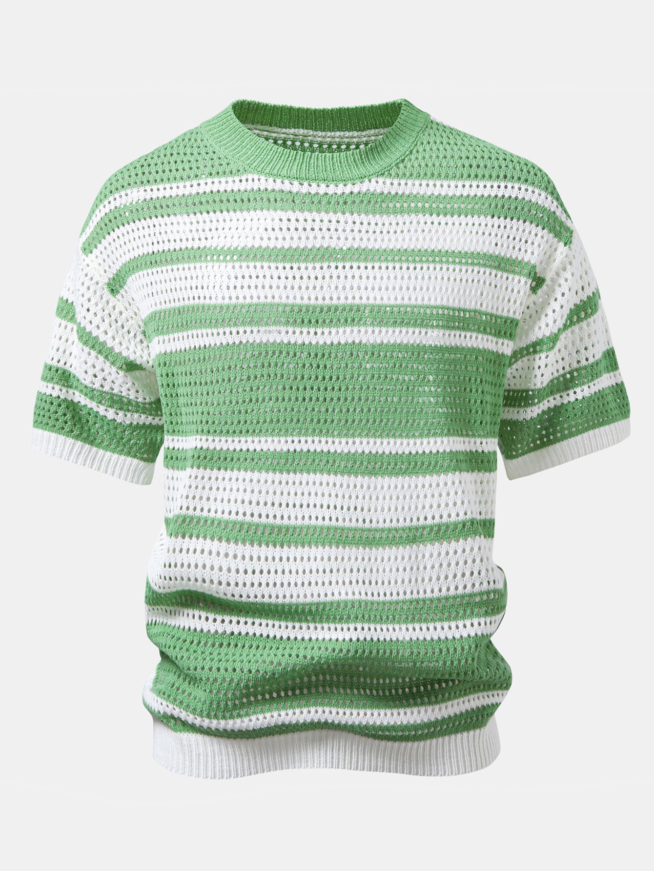 Relax Fit Stripe Crochet Knit T-Shirt