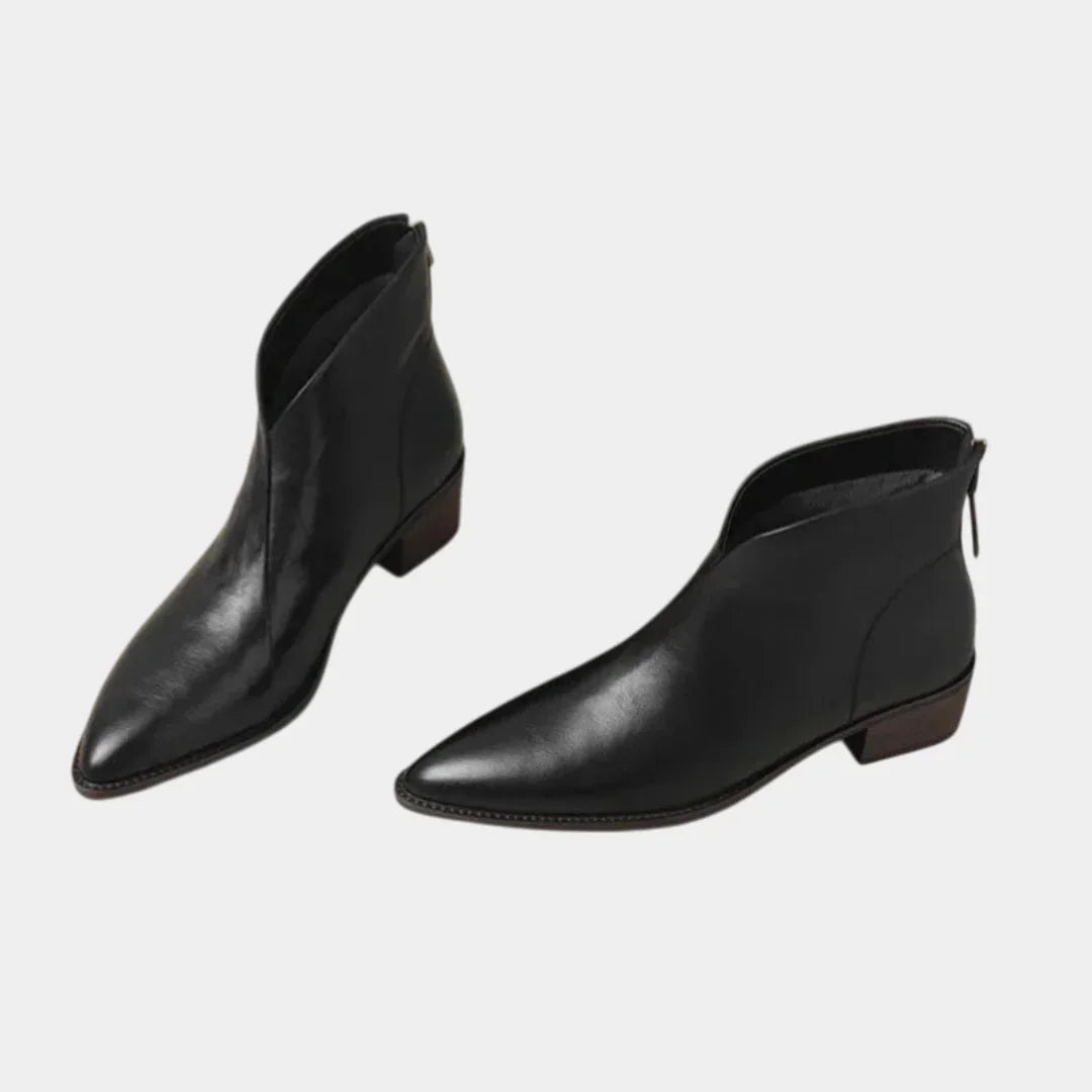 Botines cómodos de piel – Negro