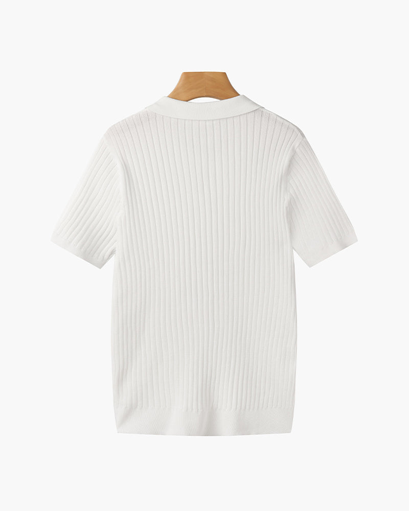 Polo Casual Cuello Pico — Blanco