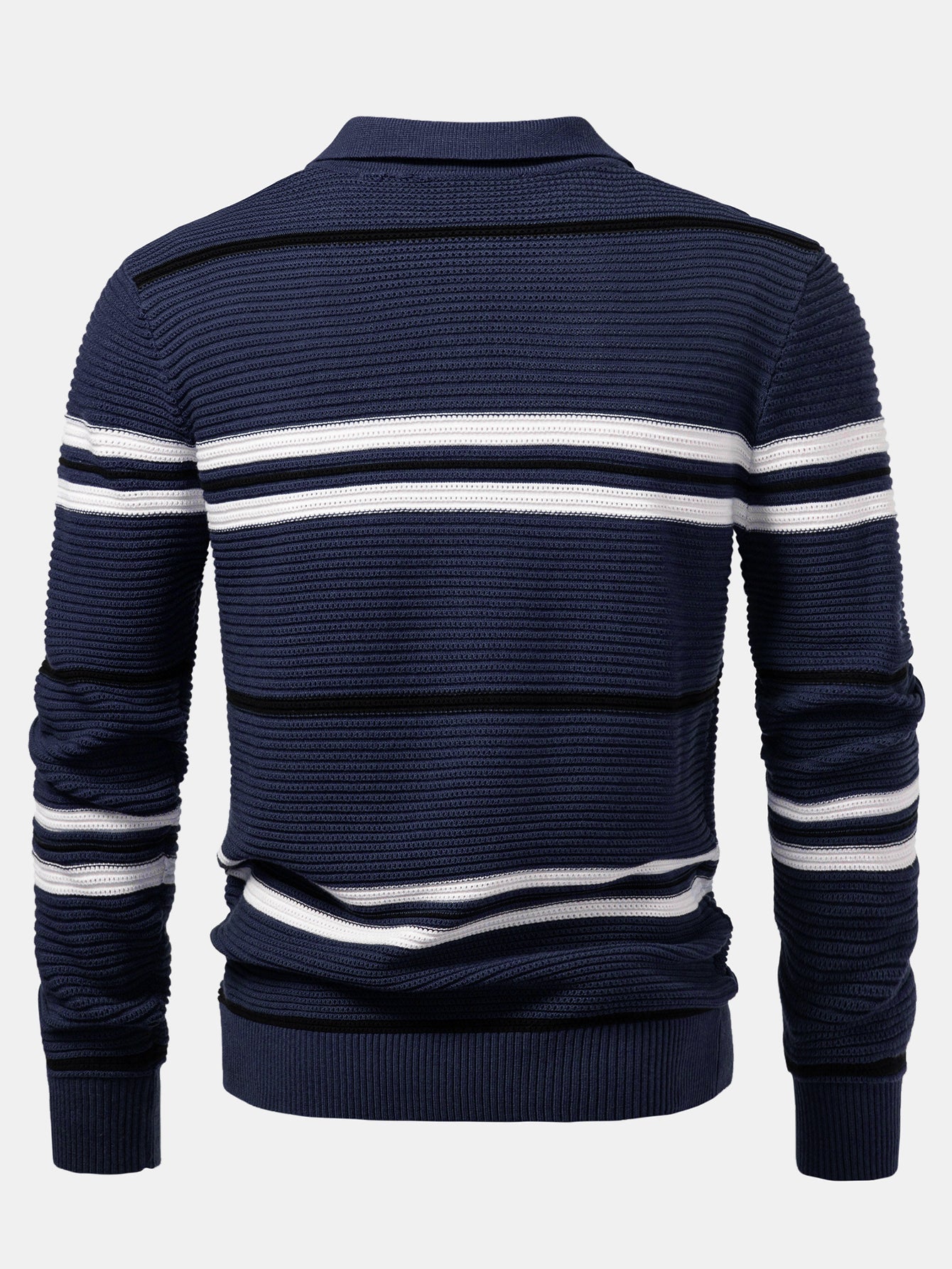 Camisa Polo de Punto Texturizado a Rayas con Cremallera