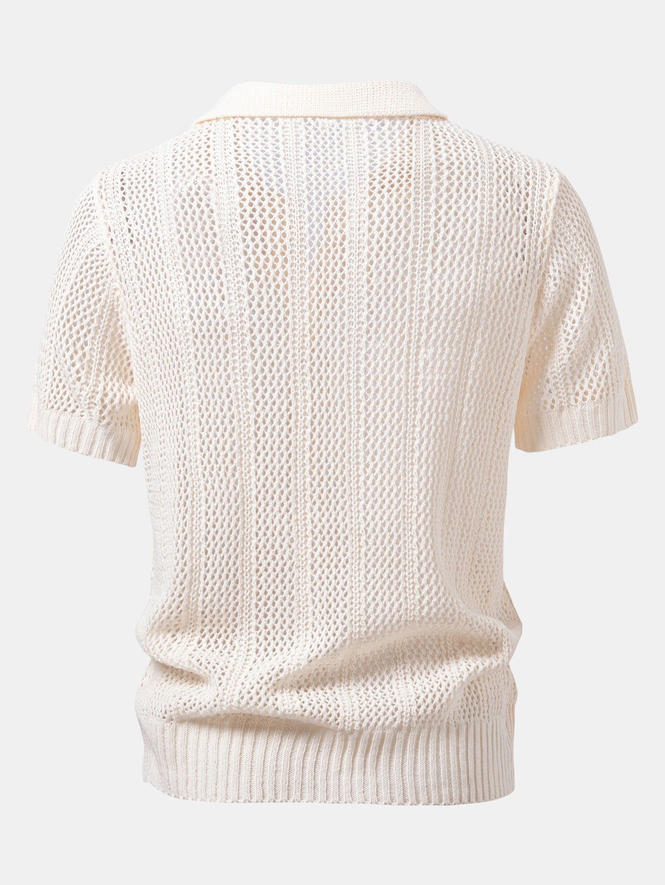Relax Fit Crochet V Neck Knit Polo