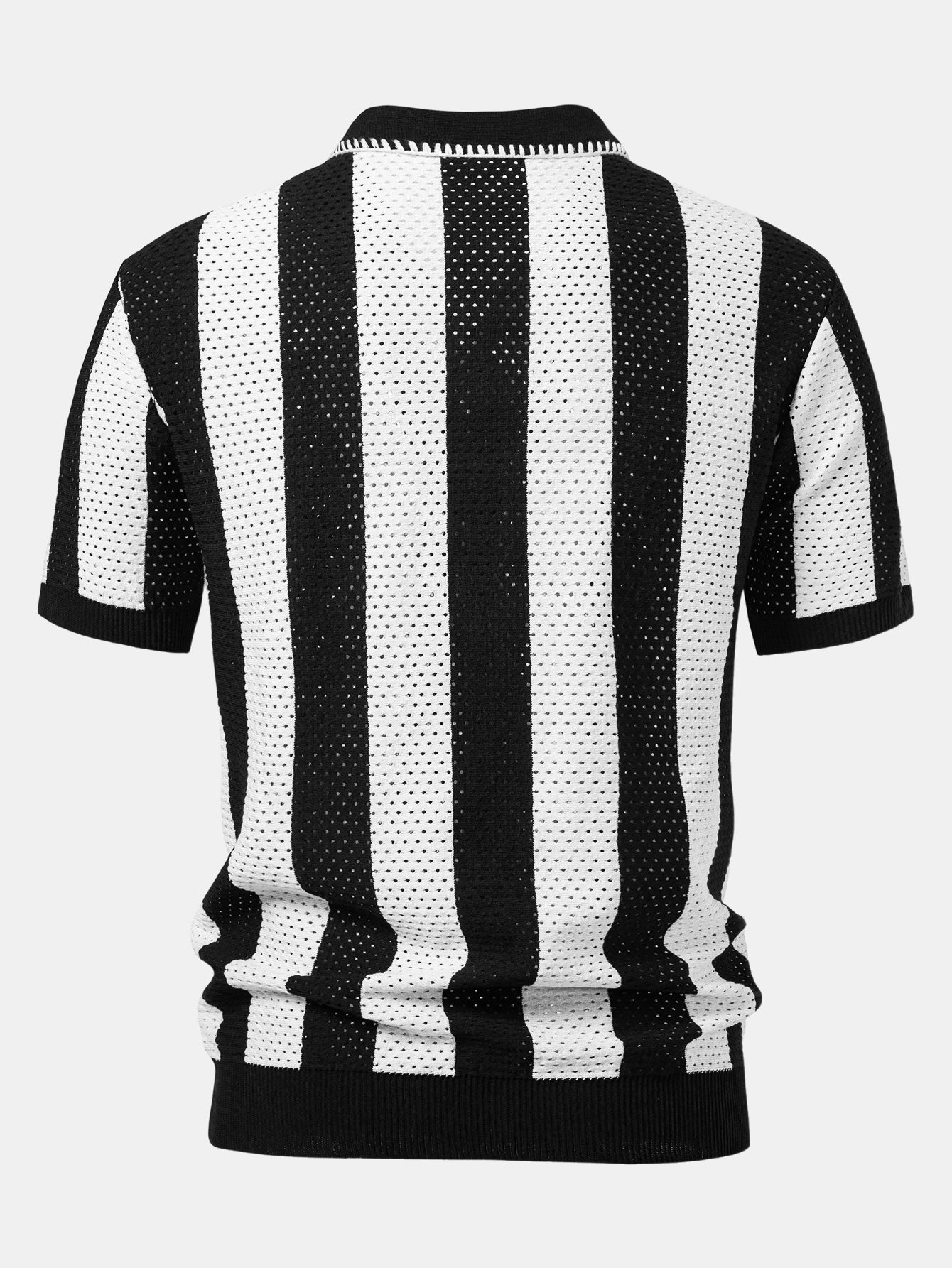 Camisa Polo de punto con ojales a rayas y cremallera