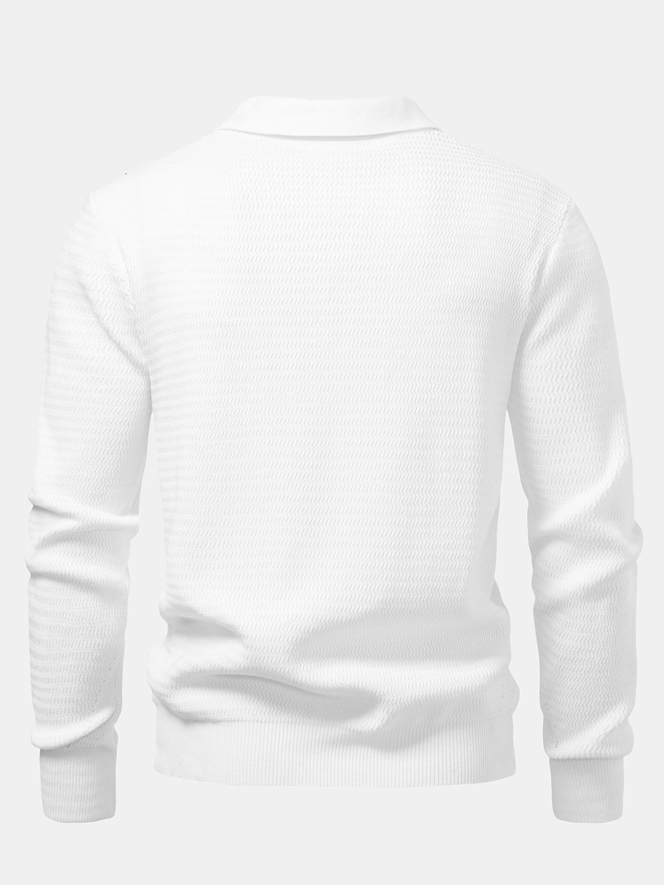 Camisa Polo de punto con cuello en V y jacquard de ondas de manga larga