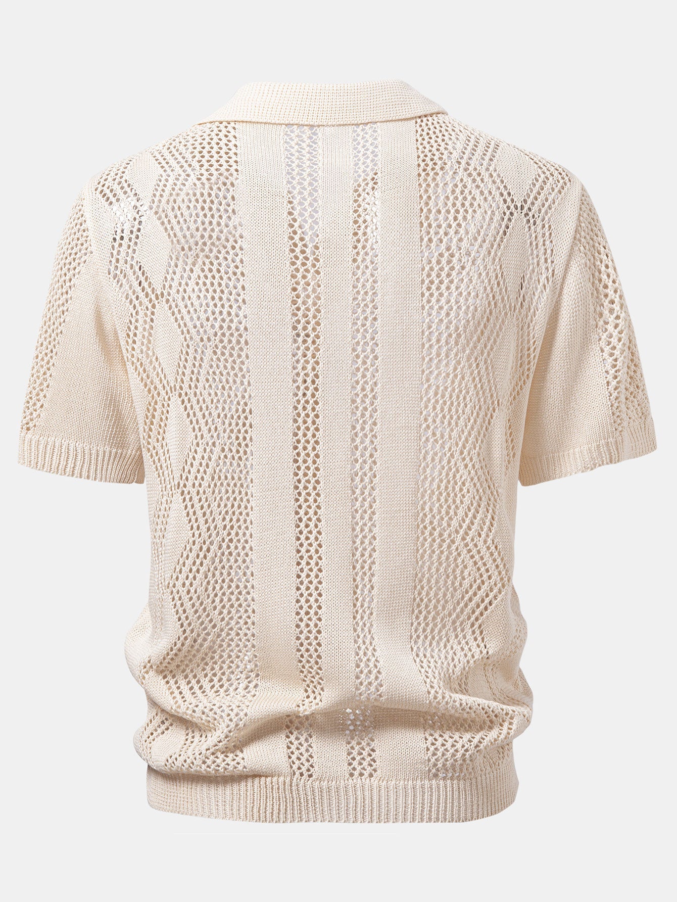 Relax Fit Geometry Crochet V Neck Knit Polo