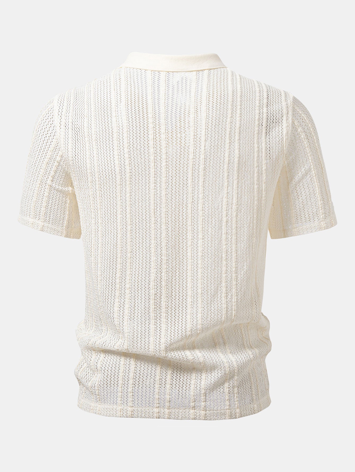 Relax Fit Striped Open Knit Polo