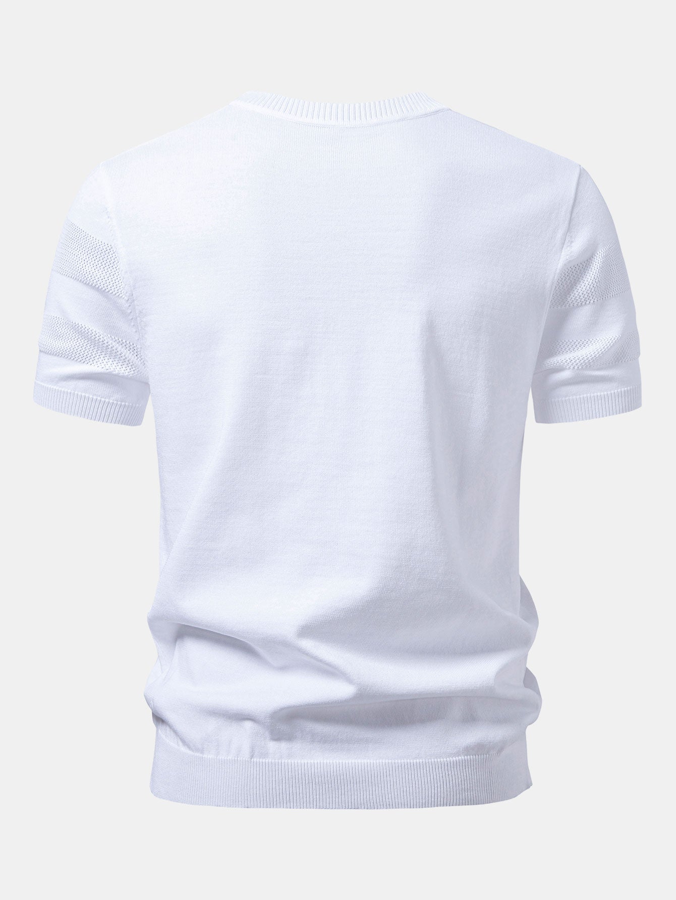 Open Knit Stripe V Neck T-Shirt