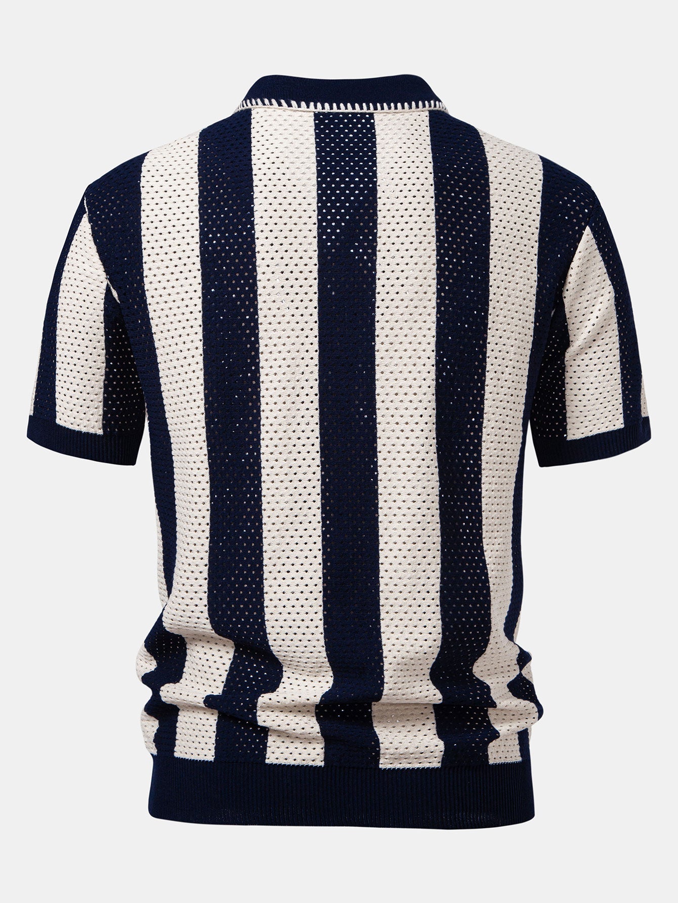 Camisa Polo de punto con ojales a rayas y cremallera