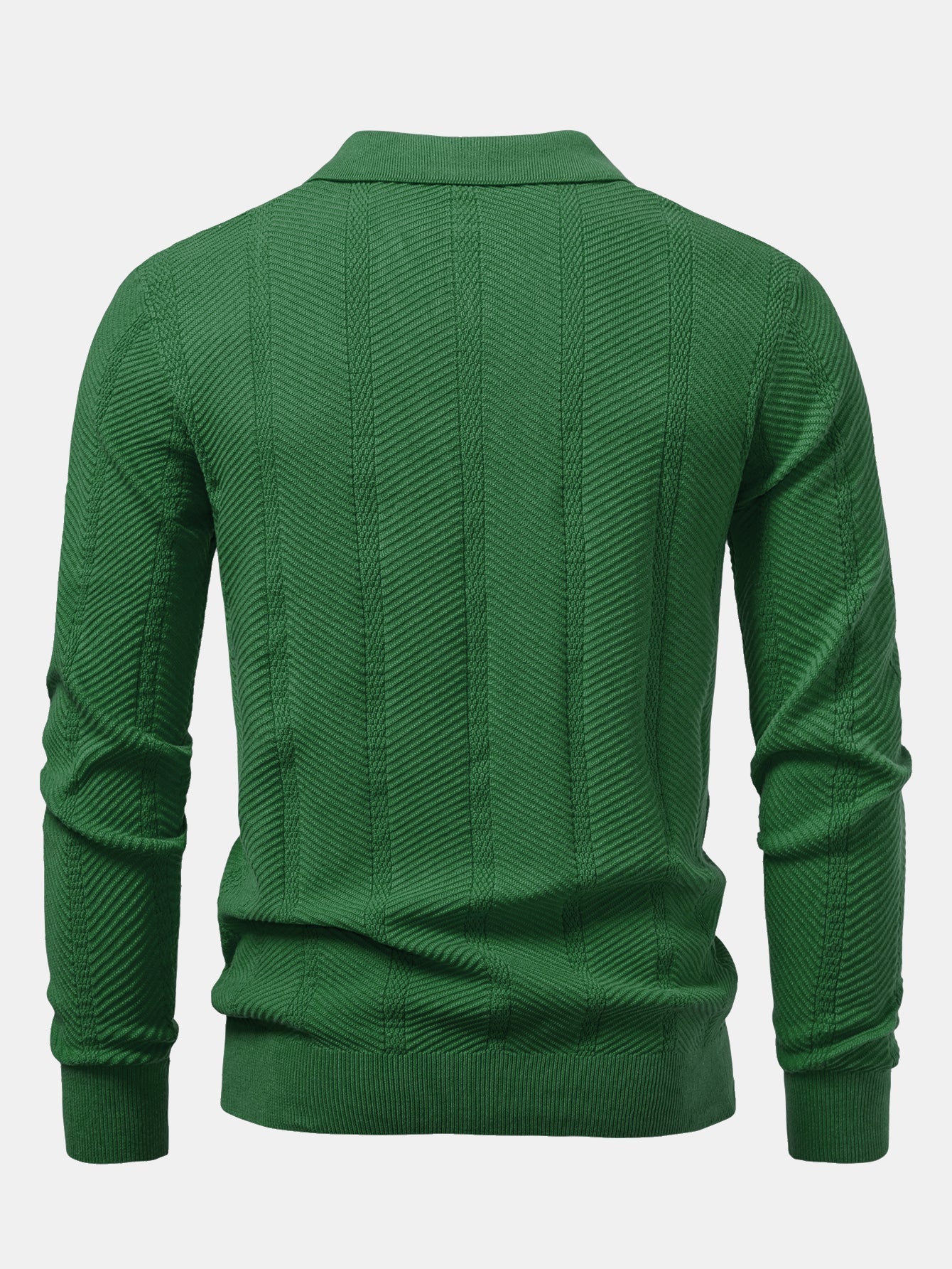 Camisa Polo de punto con cuello en V y rayas de manga larga