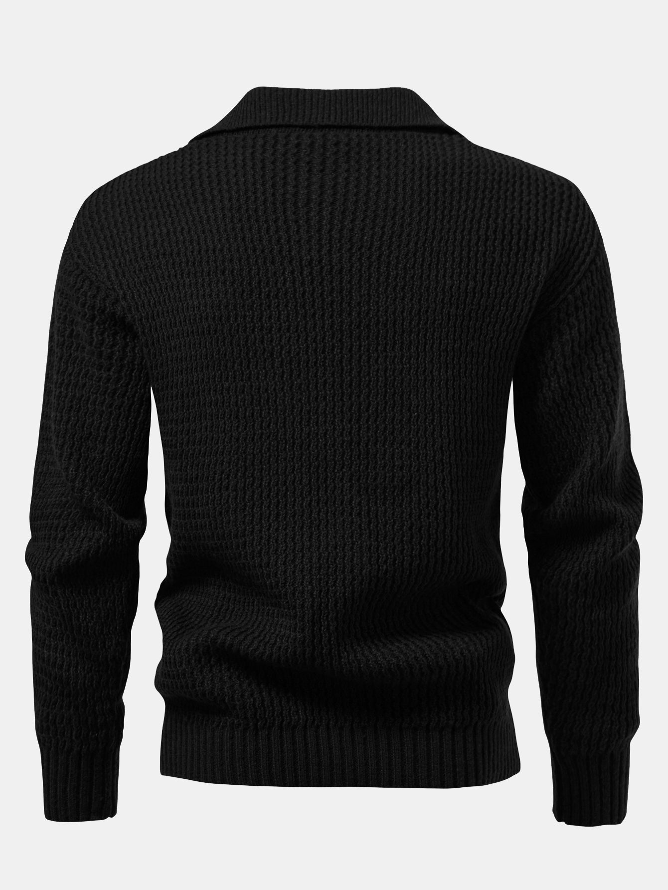 Camisa Polo de punto jacquard con ondas, manga larga y cuello en V