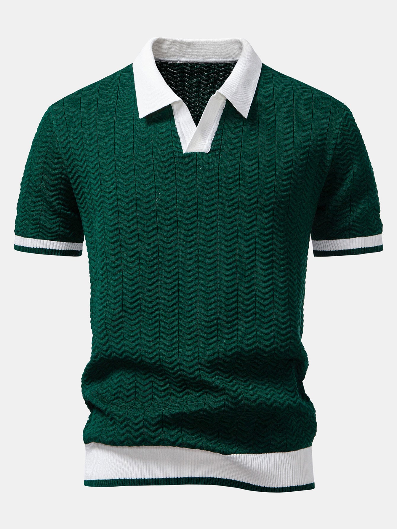 Camisa Polo de punto con contraste de textura y pantalones cortos de algodón tipo chino