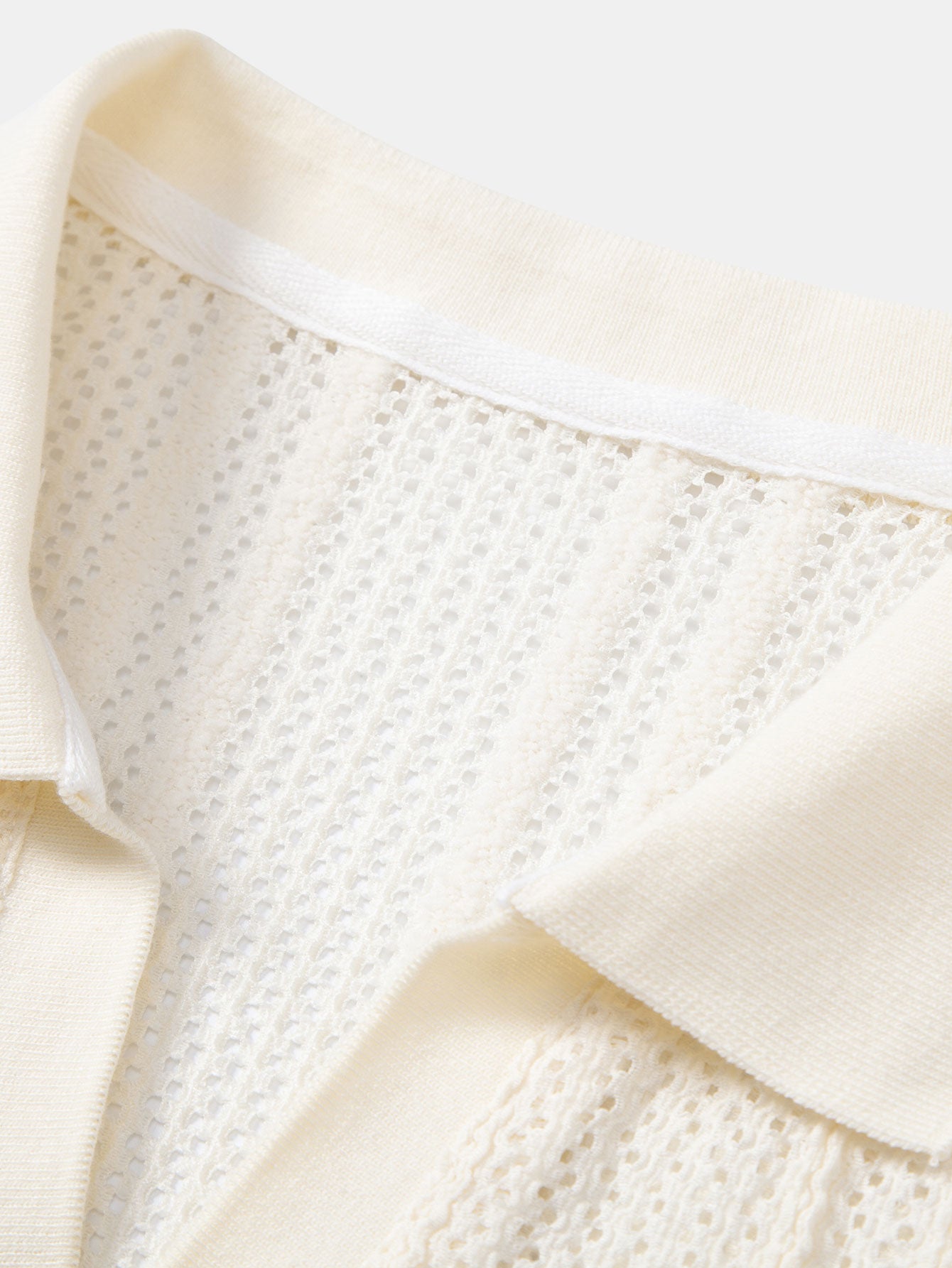 Relax Fit Striped Open Knit Polo
